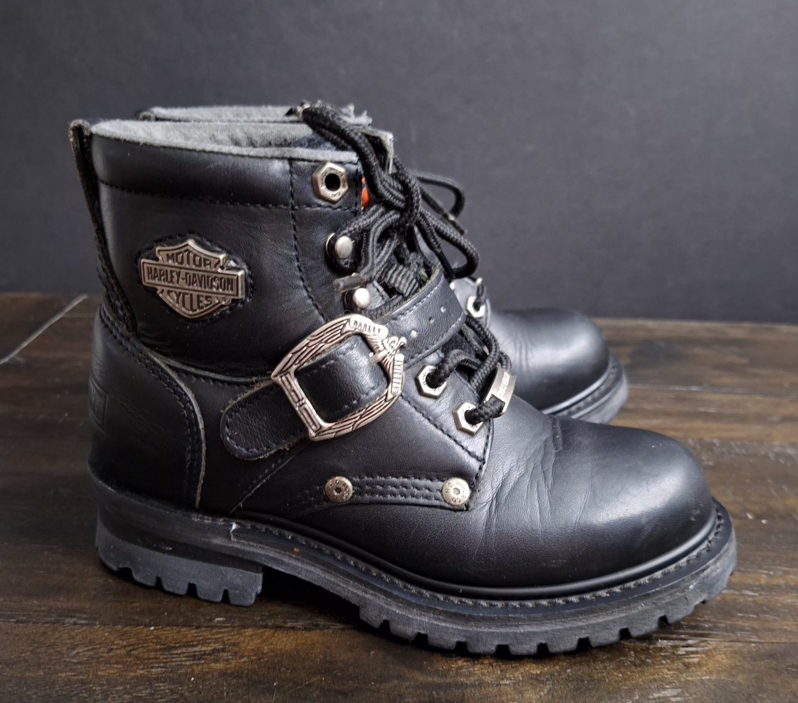 HARLEY DAVIDSON Black Leather Riding Boots Women’s US Size 5
