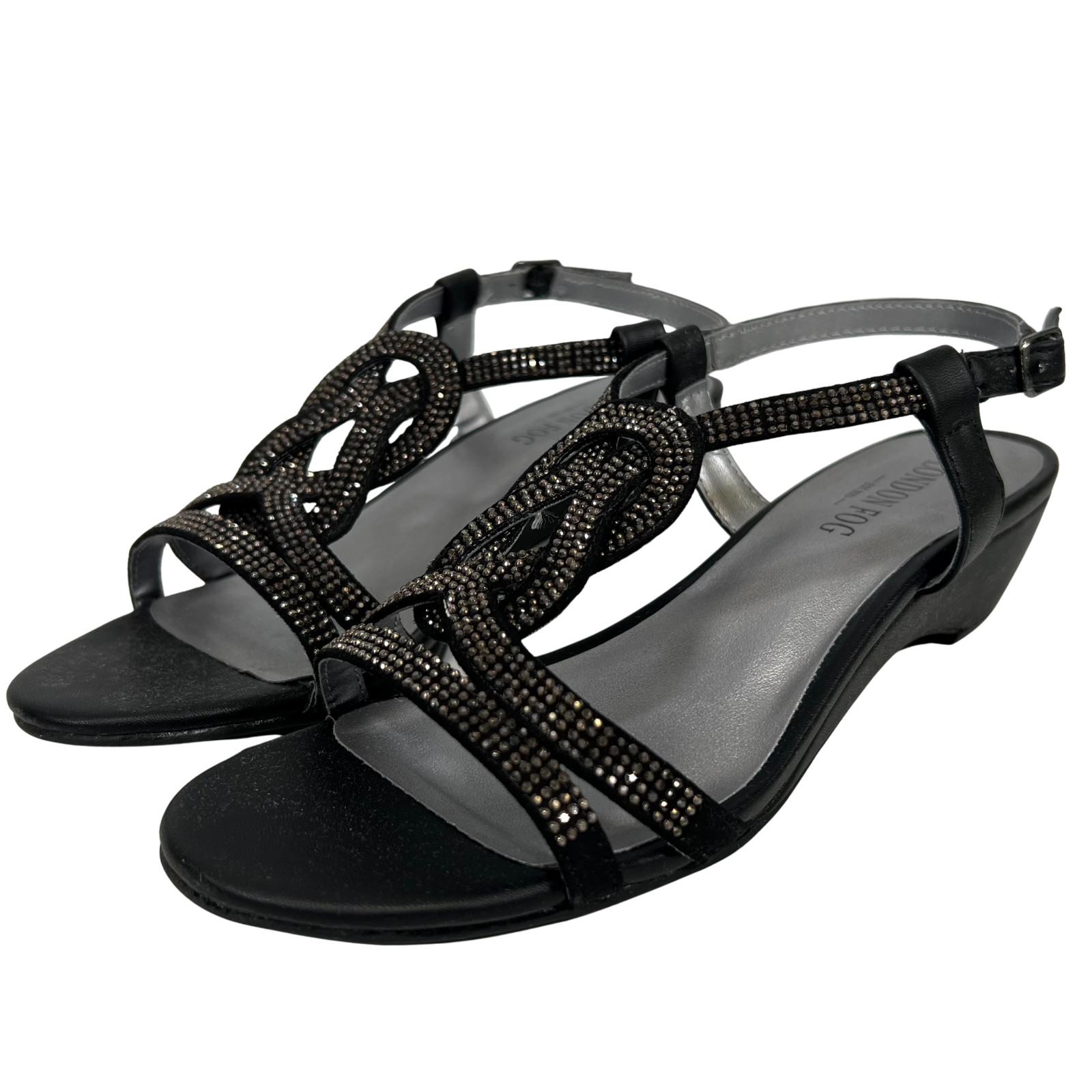 London Fog Women’s Macey Demi Wedge Dress Sandal Size US 7