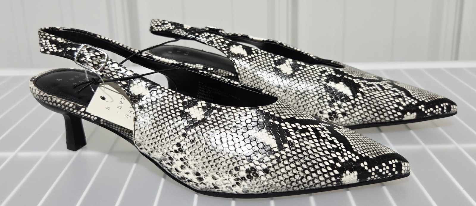 A New Day Samantha Snake Skin Print Faux Leather Slingback Heels — Women’s 7.5