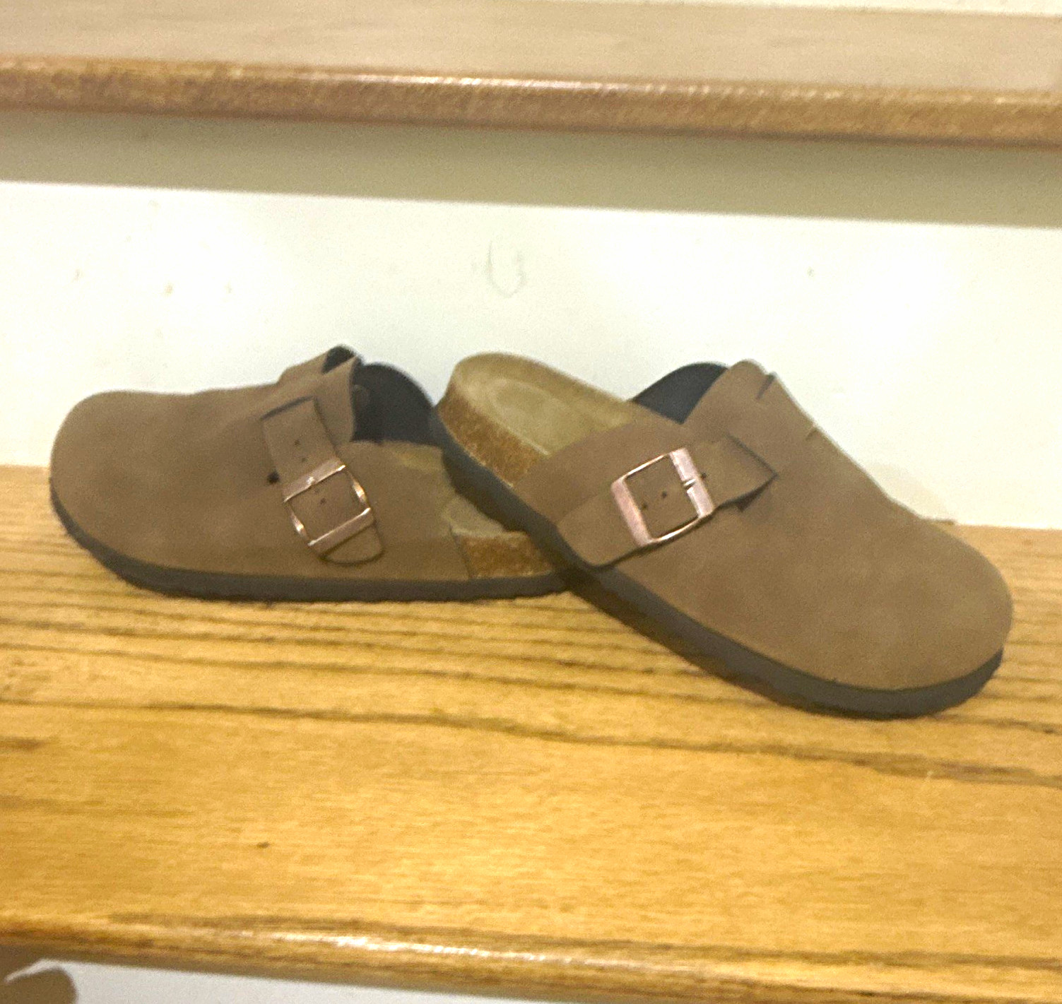 Project Cloud Brown Women’s Slide Sandals Buckle Faux Leather Upper US 7