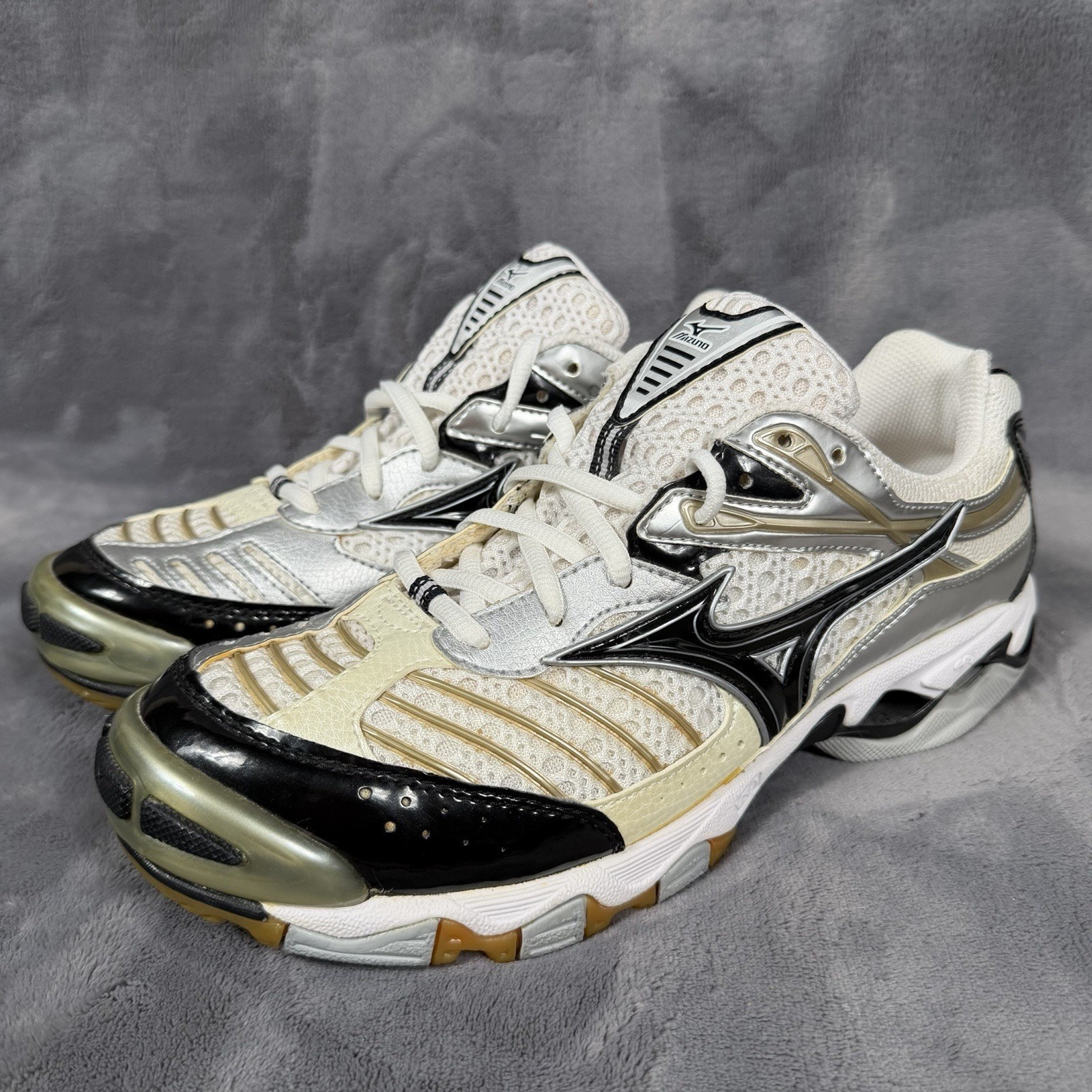 Mizuno Wave Lightning 6 Volleyball Shoes White Silver Black Women’s 9.5 Athletic
