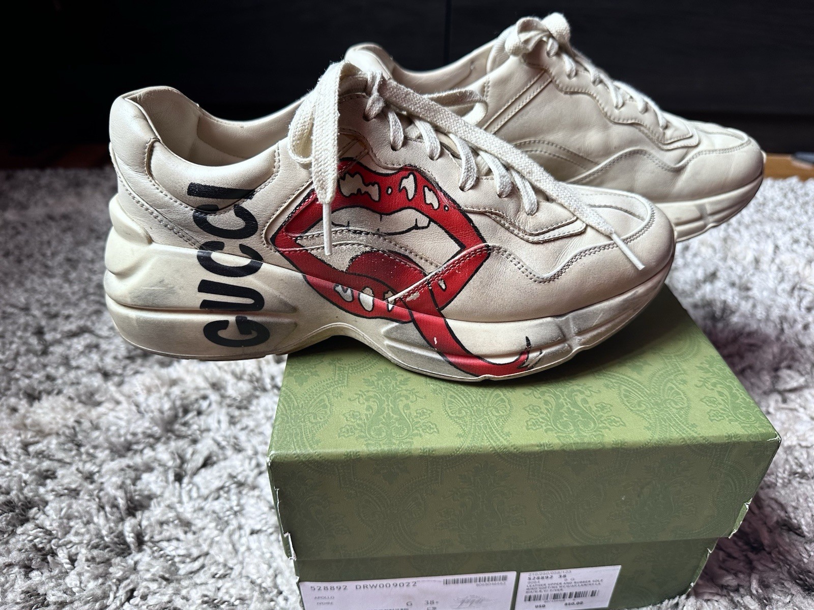 Gucci Womans Size 38.5 Rhyton Sneakers.(Box And Dust Bags) AUTHENTIC!
