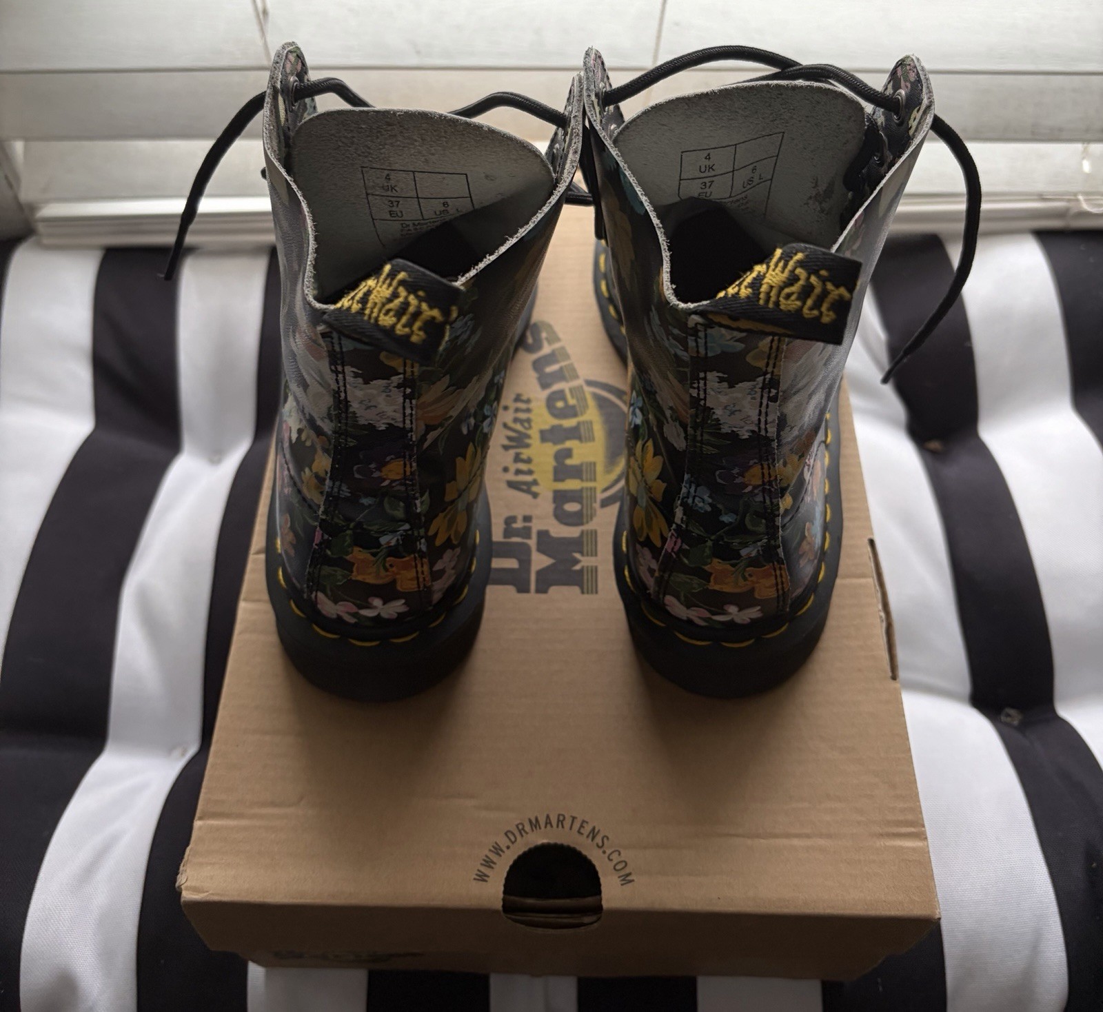 Doc Dr Martens Womens 6 Pascal DF Darcy Floral Combat Boots Leather Flower Punk