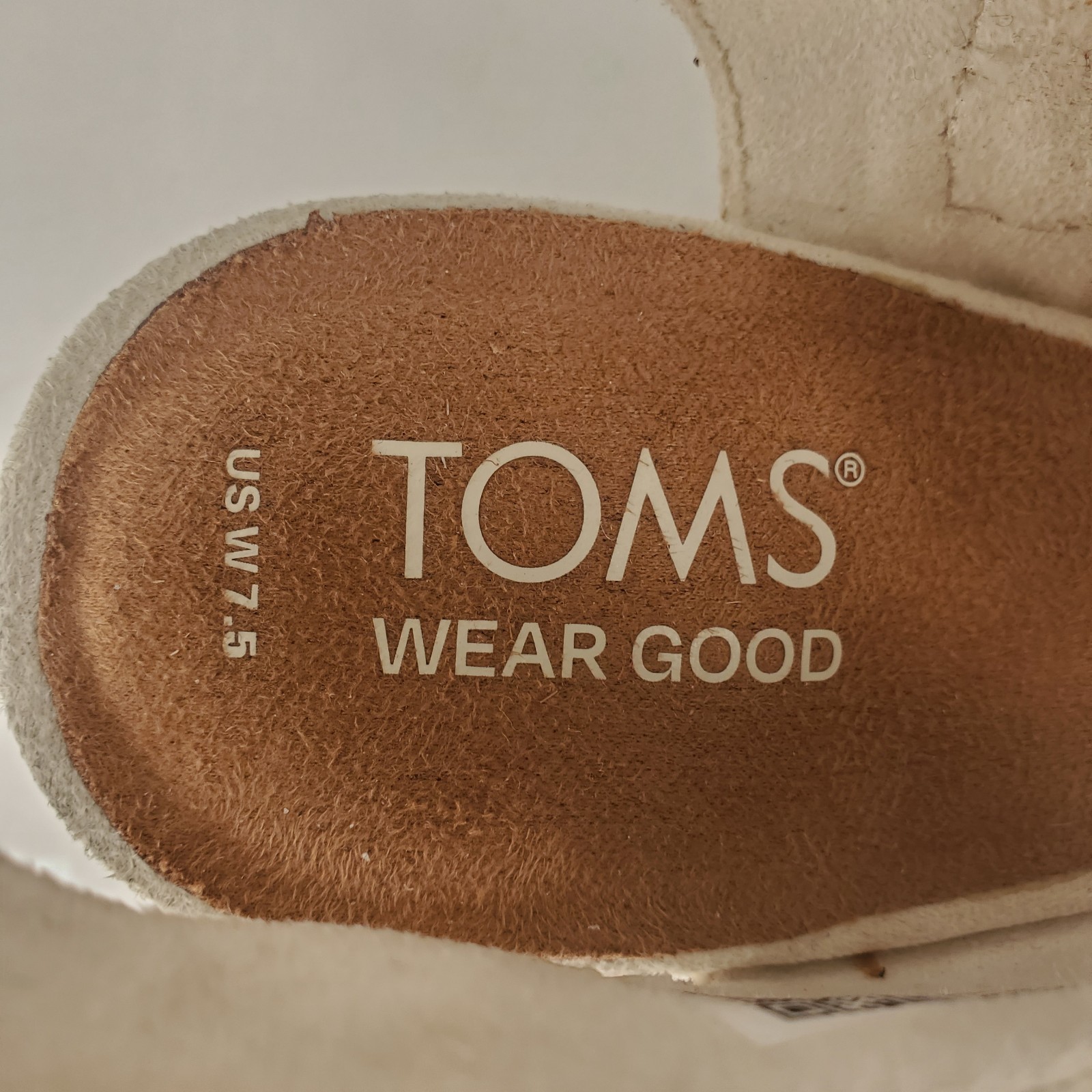 TOMS Majorca Womens Sandal Sz 7.5 White Slingback Side Zip Closed Toe Block Heel
