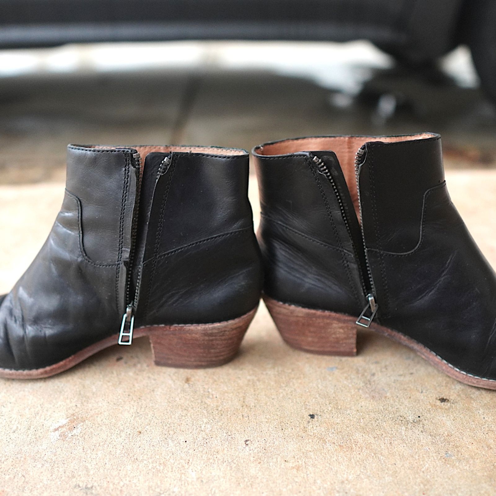 Madewell Charley Black Leather Ankle Boots 8 UK 6 EU 38.5 Pointed Western Bootie