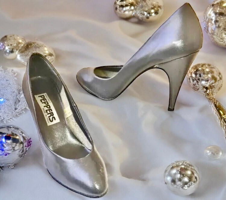 Gray Italian Leather Pump by Peppers Vintage 80’s Womens 8.5