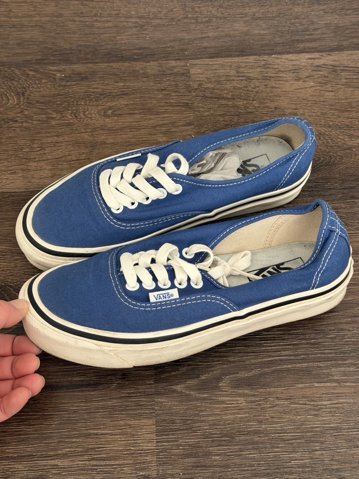 Vans Men’s Size 8 Blue/White Canvas Lace-Up Low Top Sneakers Rubber Sole