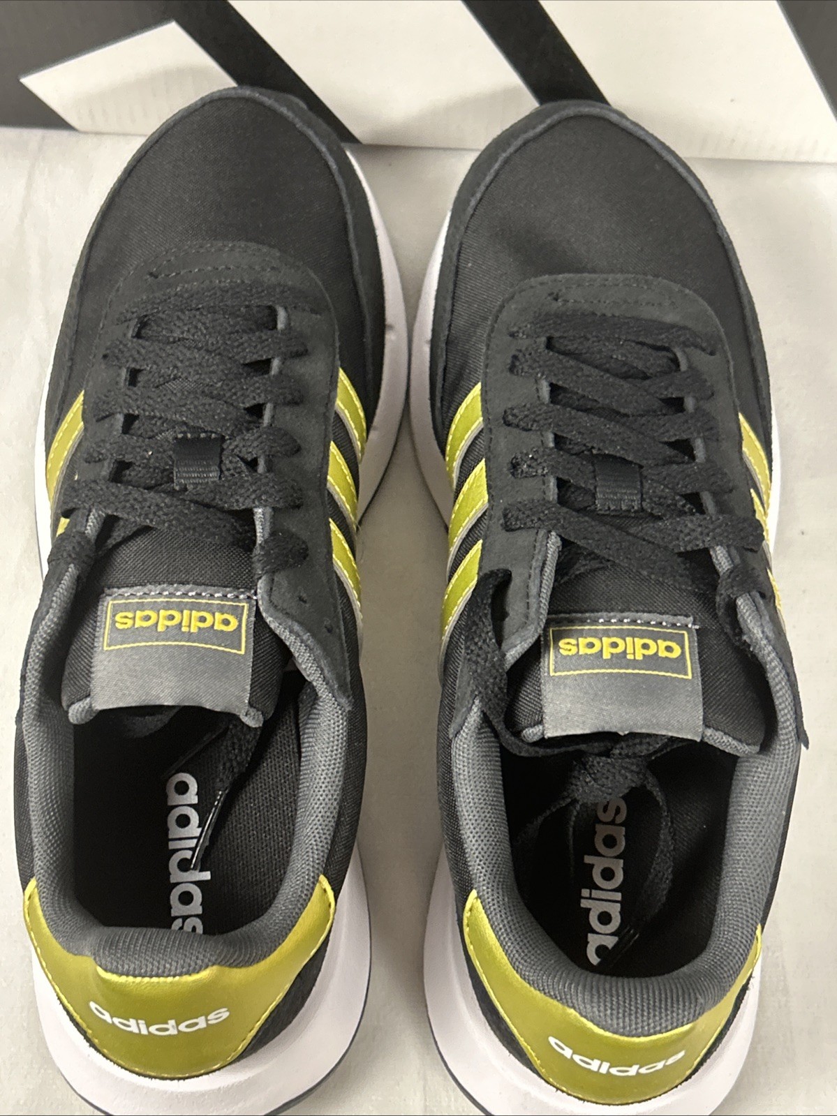 Adidas Run 60s 2.0 Black With Gold GX1714- Women’s US 7.5 New In Box