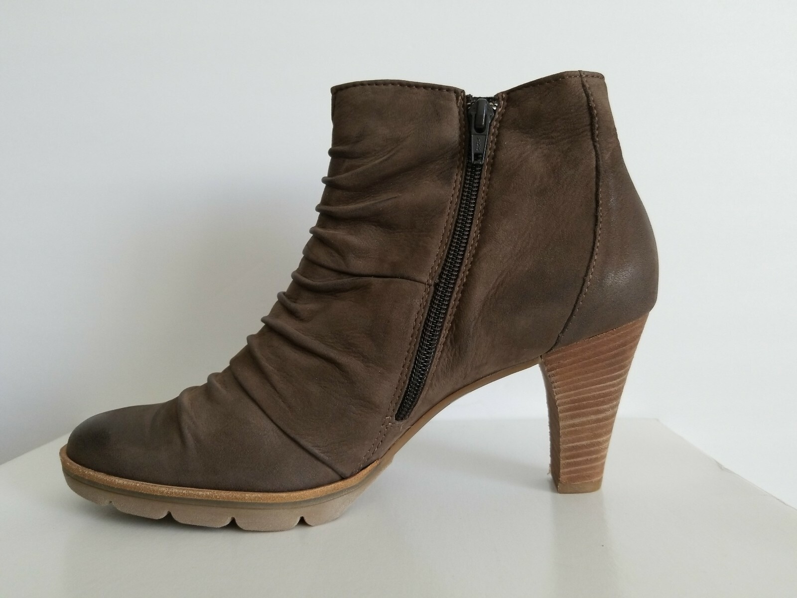 PAUL GREEN GINA GRAPHITE SPORT NUBUK GATHERED ANKLE BOOTS US 8.5 I LOVE SHOES