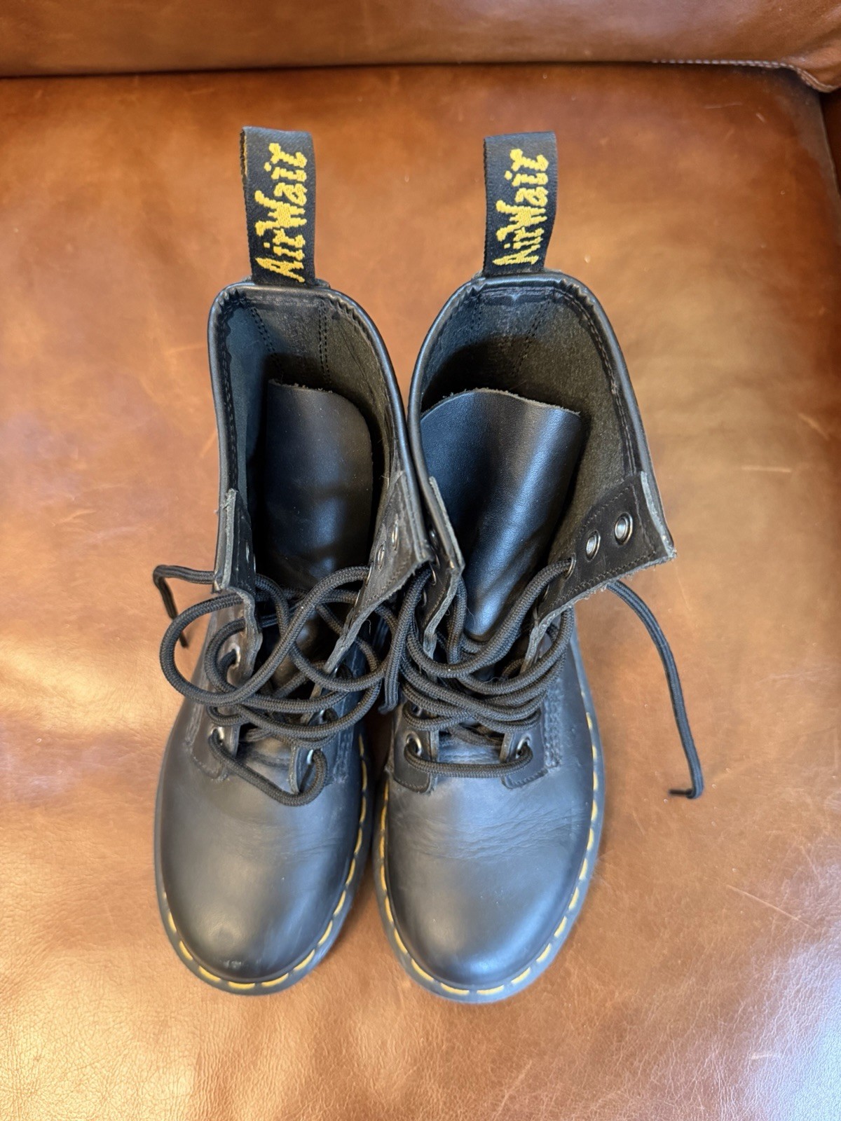 Dr. Martens 1460W Black Leather Combat Ankle Boots Lace-Up Womens US 6 EU 37