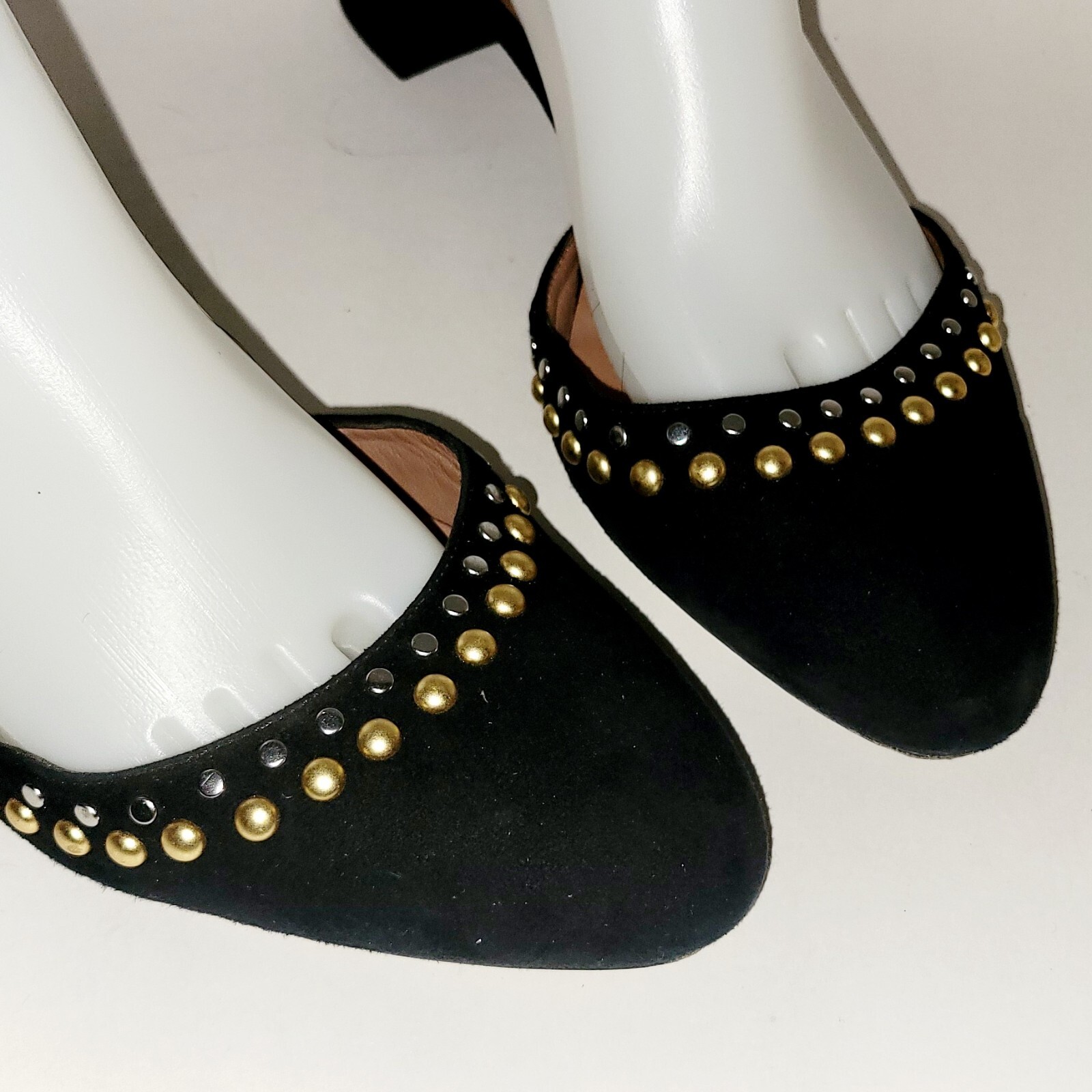 Tabitha Simmons Anais Black Suede Leather Studded Ankle Strap Pump Shoes 40.5