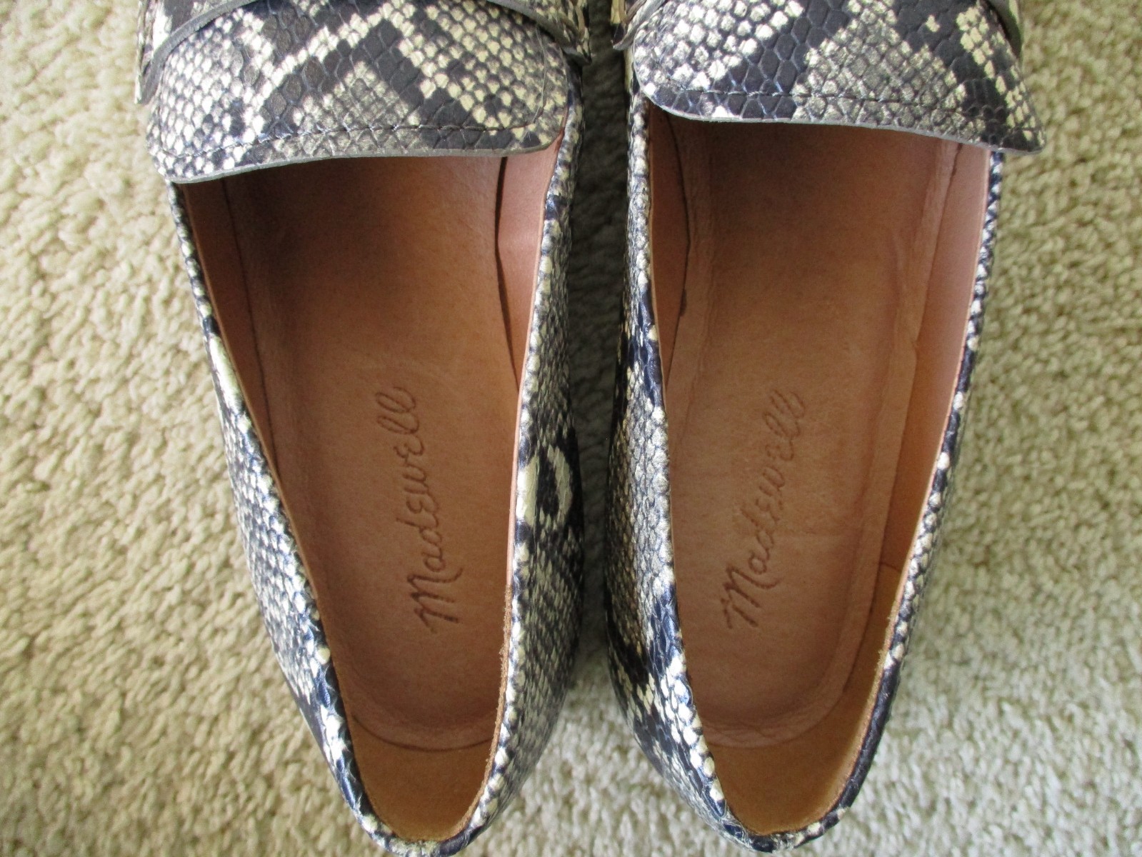 MADEWELL Alex Loafer Snake Print Leather Slip On Flats Women’s Size 7
