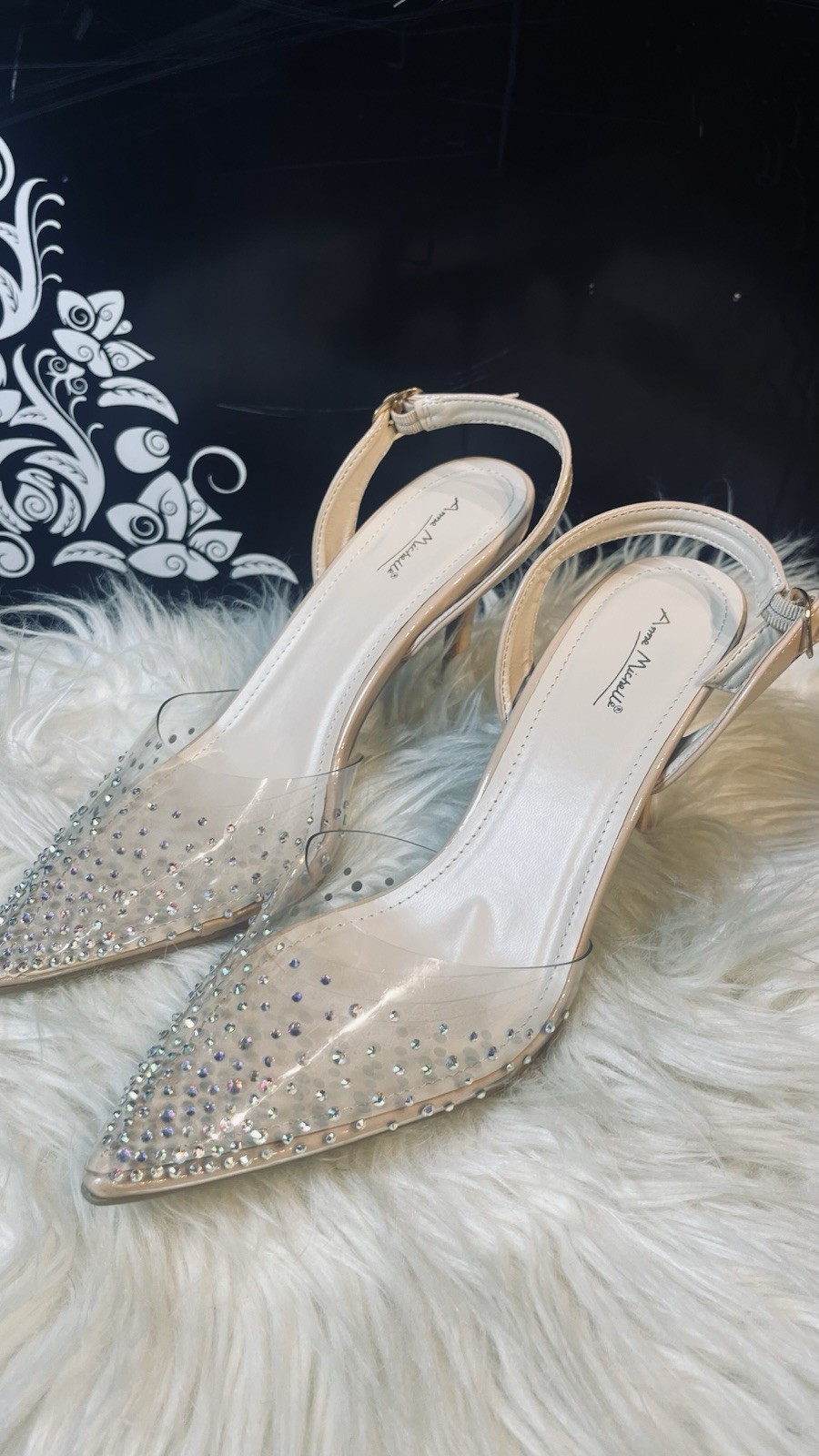 Nude Rhinestone Pointed Toe Pumps Women’s Bridal Wedding Formal Evening Heels