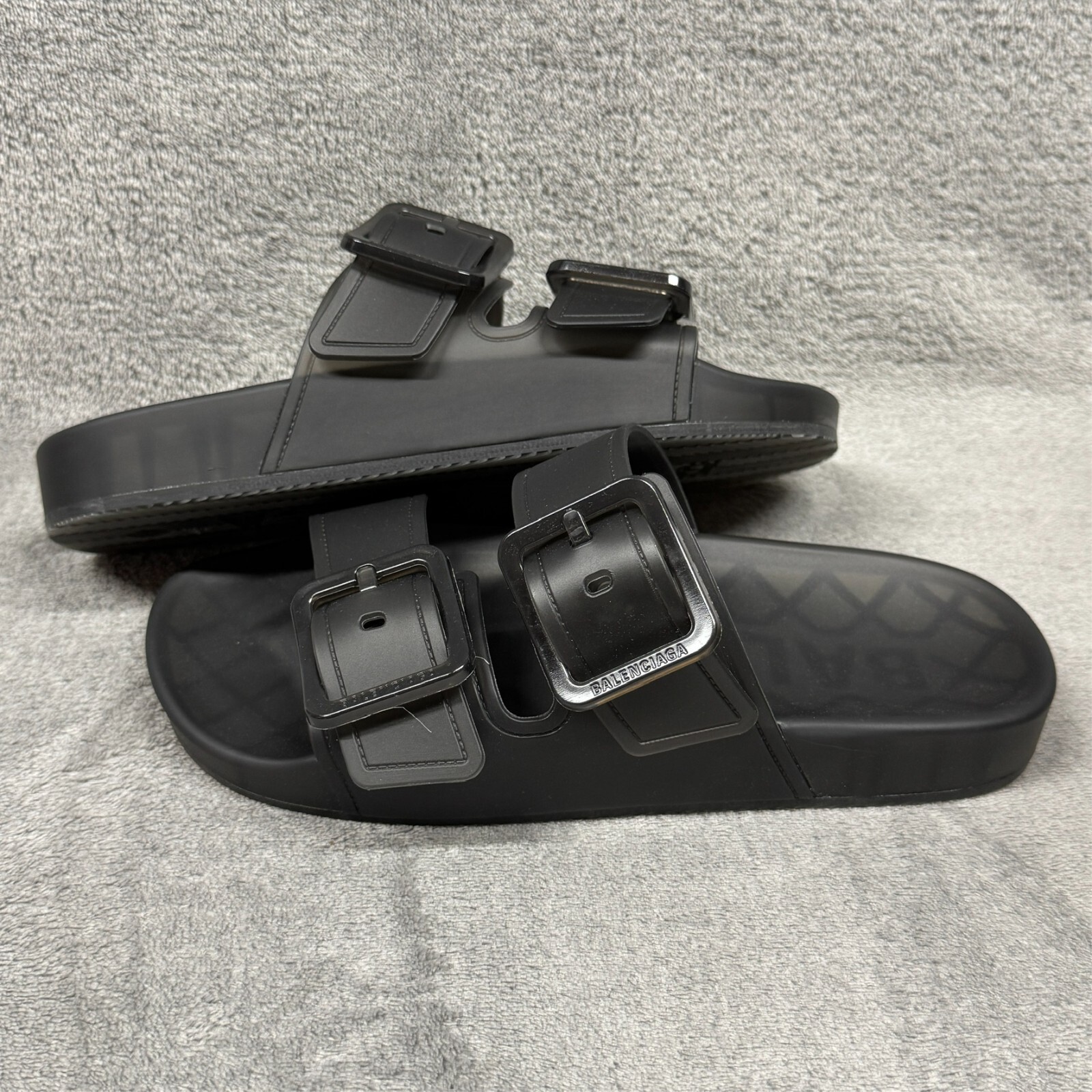 Balenciaga Mallorca Sandal Transparent Plastic Womens EU 35 Black W2DZ1-1000