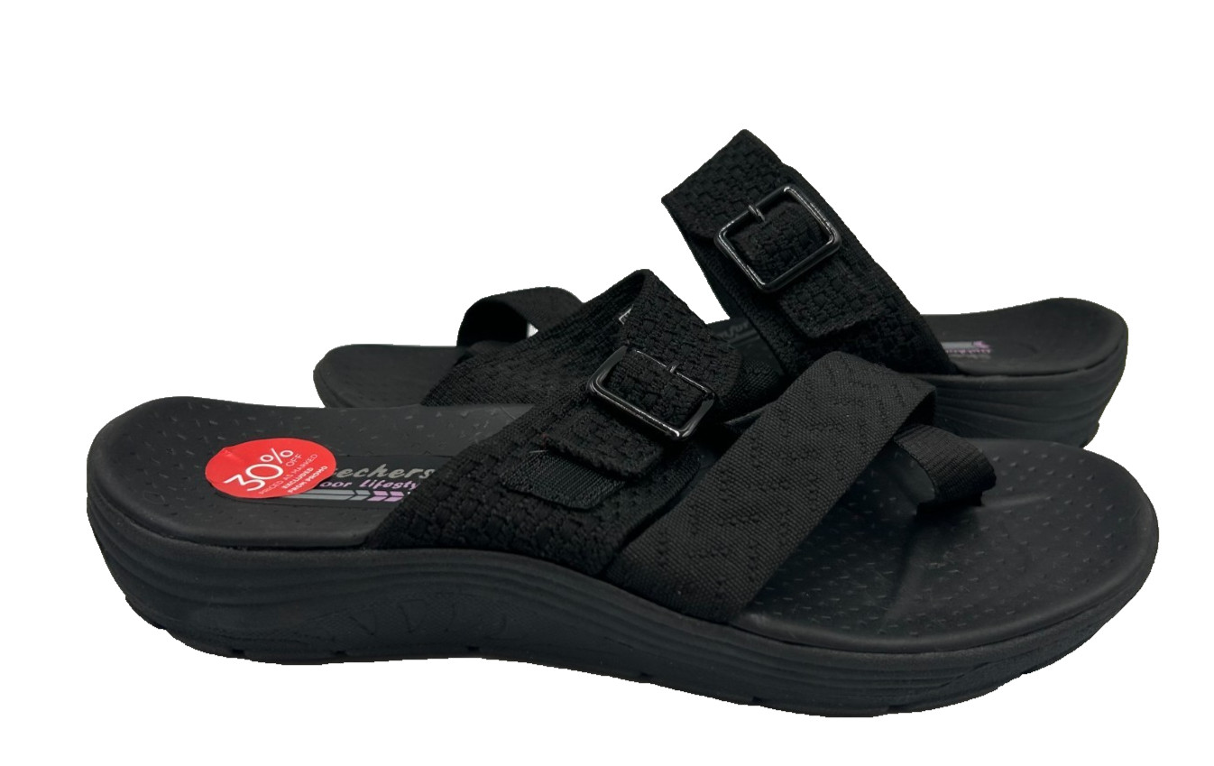 Skechers Women’s Reggae Cup Coffee Date Slip On Sandals Black Size:9.5 78i
