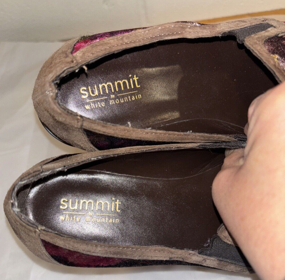 Summit By White Mountain Womens Leather Platform Loafers Pink Red Floral Size 6
