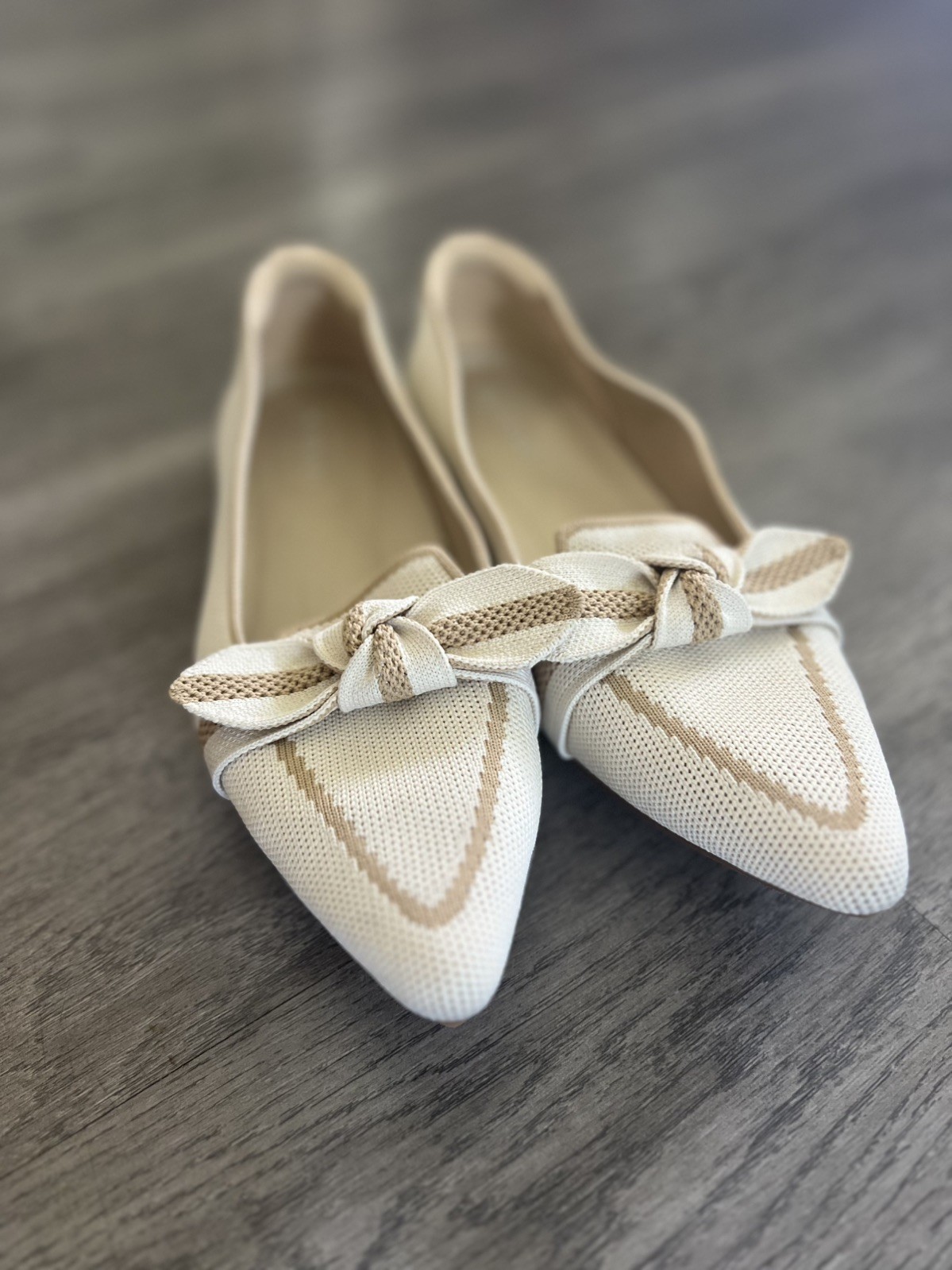 VIVAIA Michelle 2.0 Pointed Toe Bow Loafers Women EU 39/ US 8/8.5 Ivory Nude