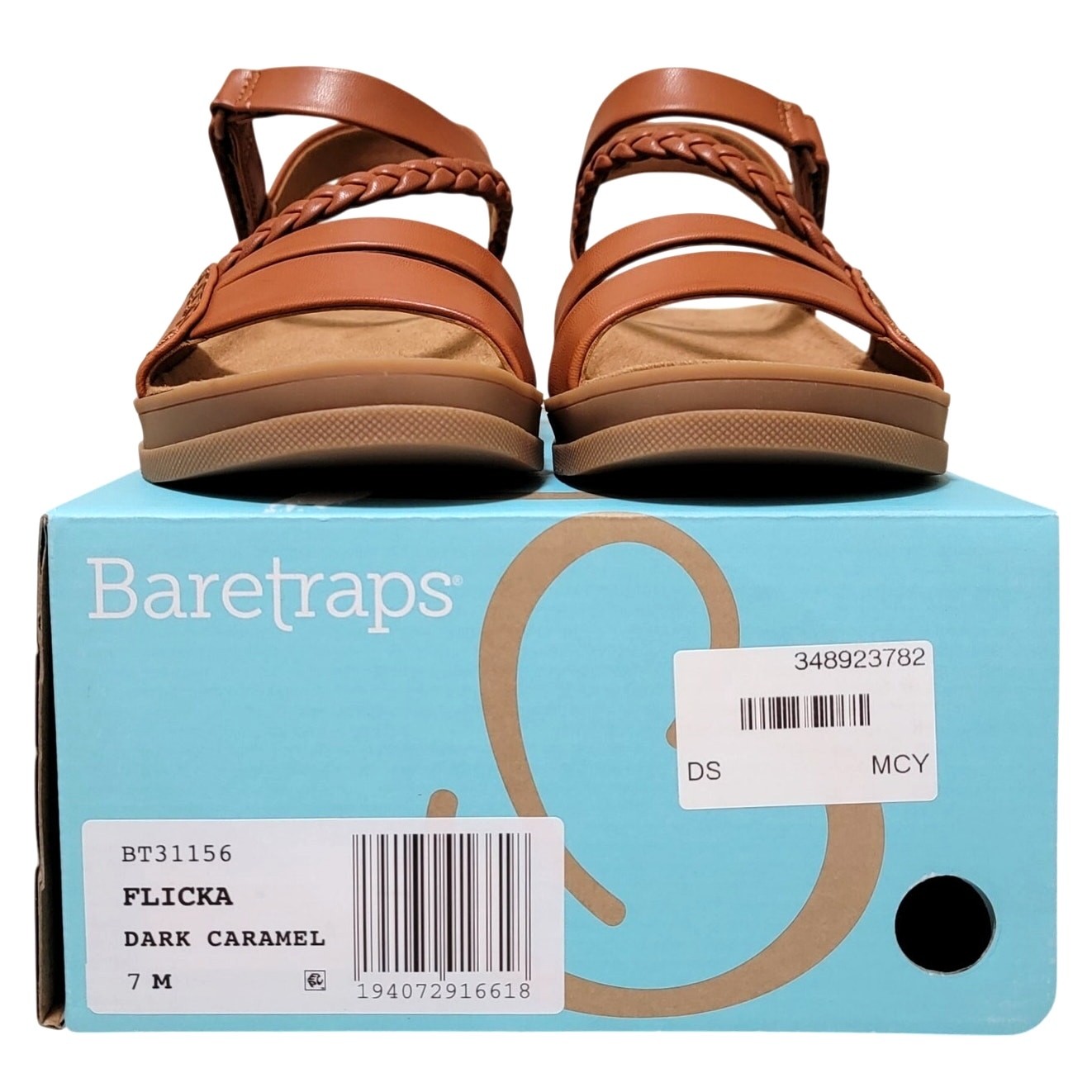 Baretraps Women Flicka Wedge Heel Slingback Sandal Size US 7M Dark Caramel Brown
