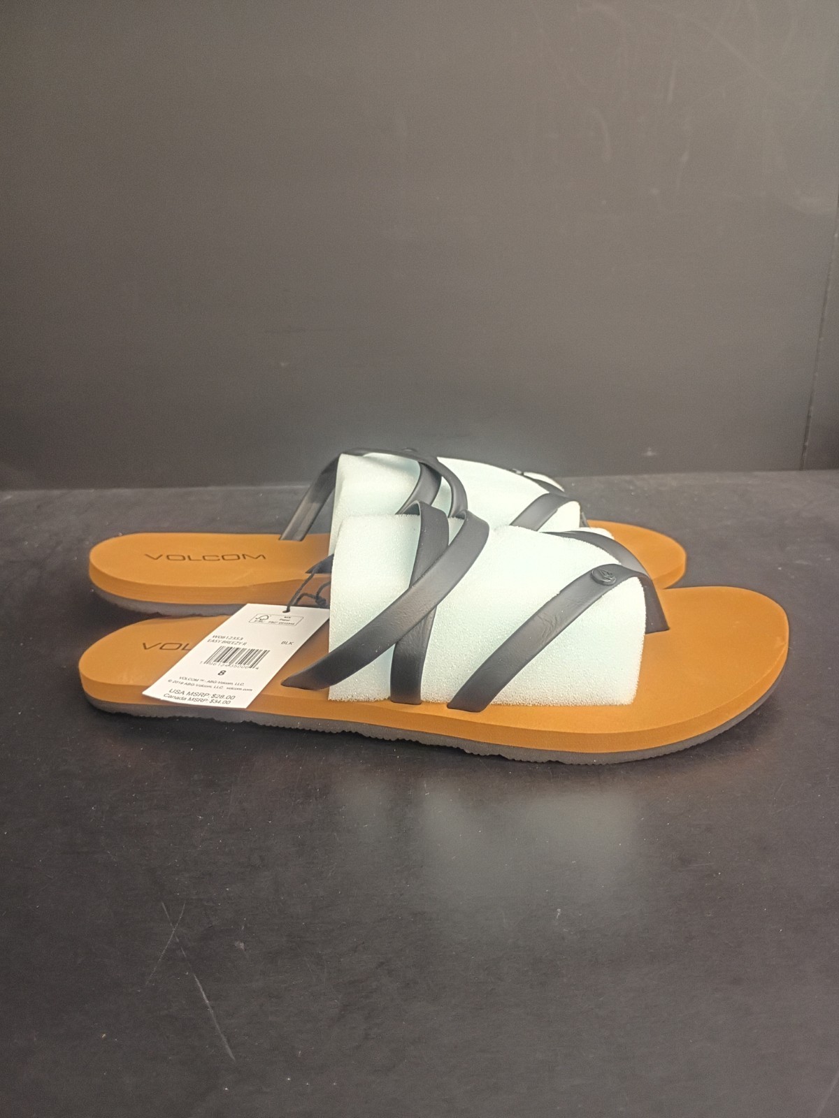 Volcom Women’s Easy Breezy II Sandals Black&Tan Size 8 NWOB (HB492)