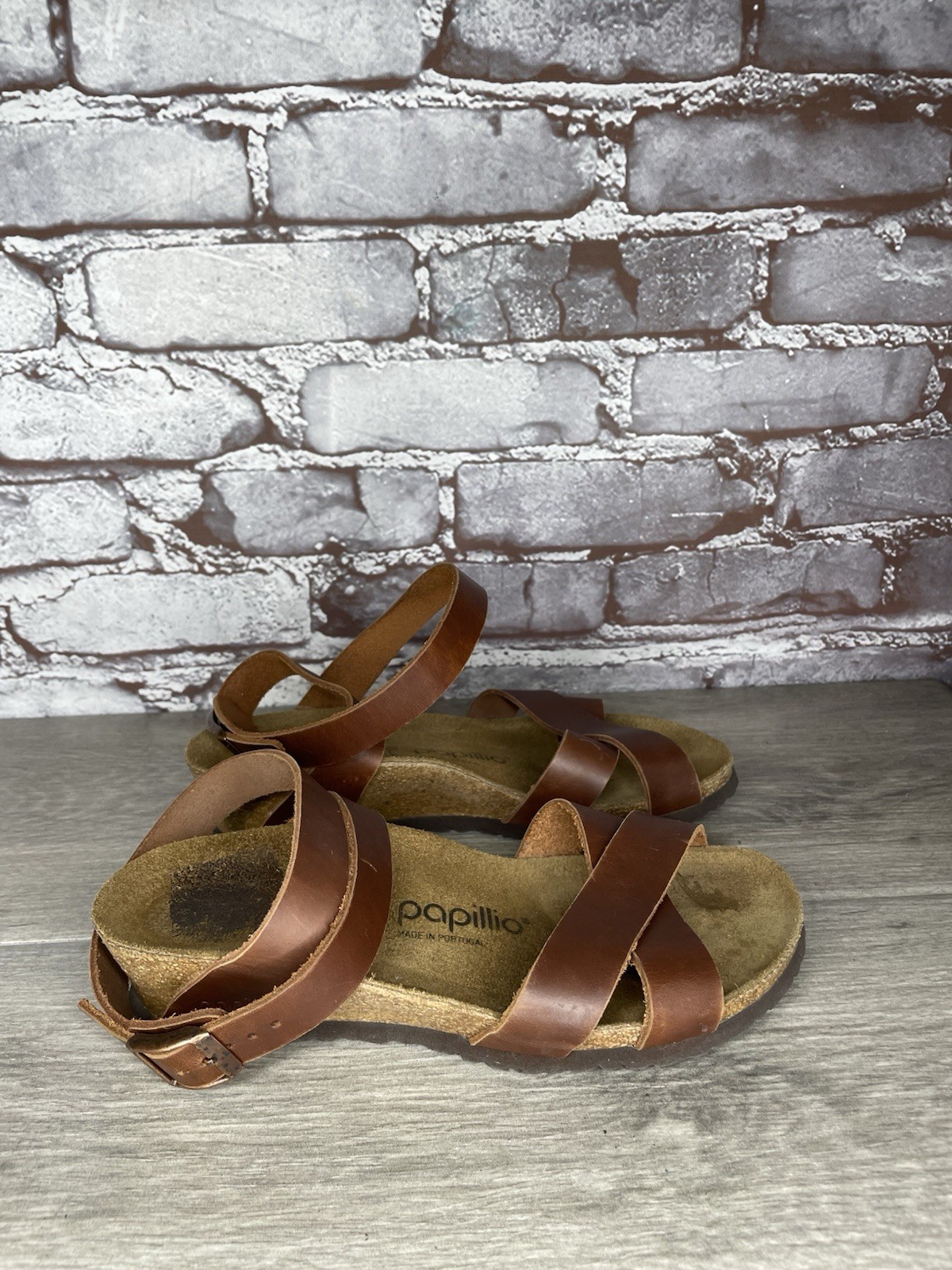 Papillio BIRKENSTOCK Lola Brown Leather Ankle Strap Sandals Women Sz 36EU/6M US