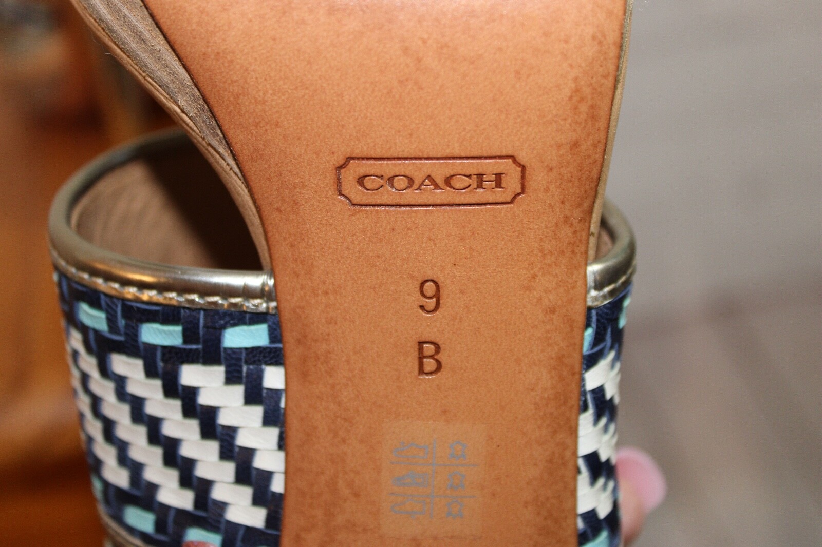 NWOT ~ Coach Steffi Heels Pump Slingback Shoes ~ Blue Tan Silver ~ Sz 9B ~ Q1861
