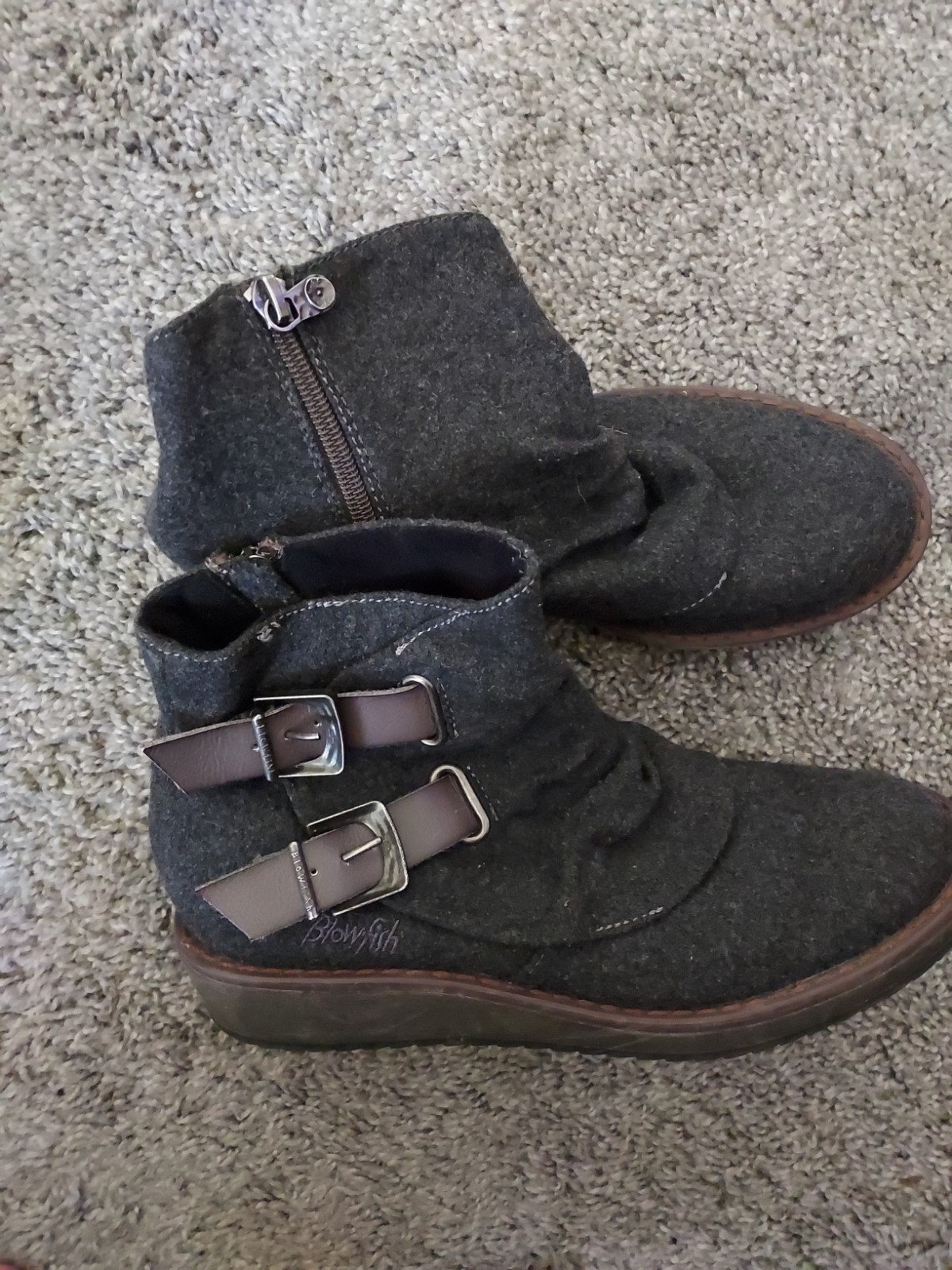 Woman’s Blowfish Malibu Buckle Flannel Ankle Boots Size 8