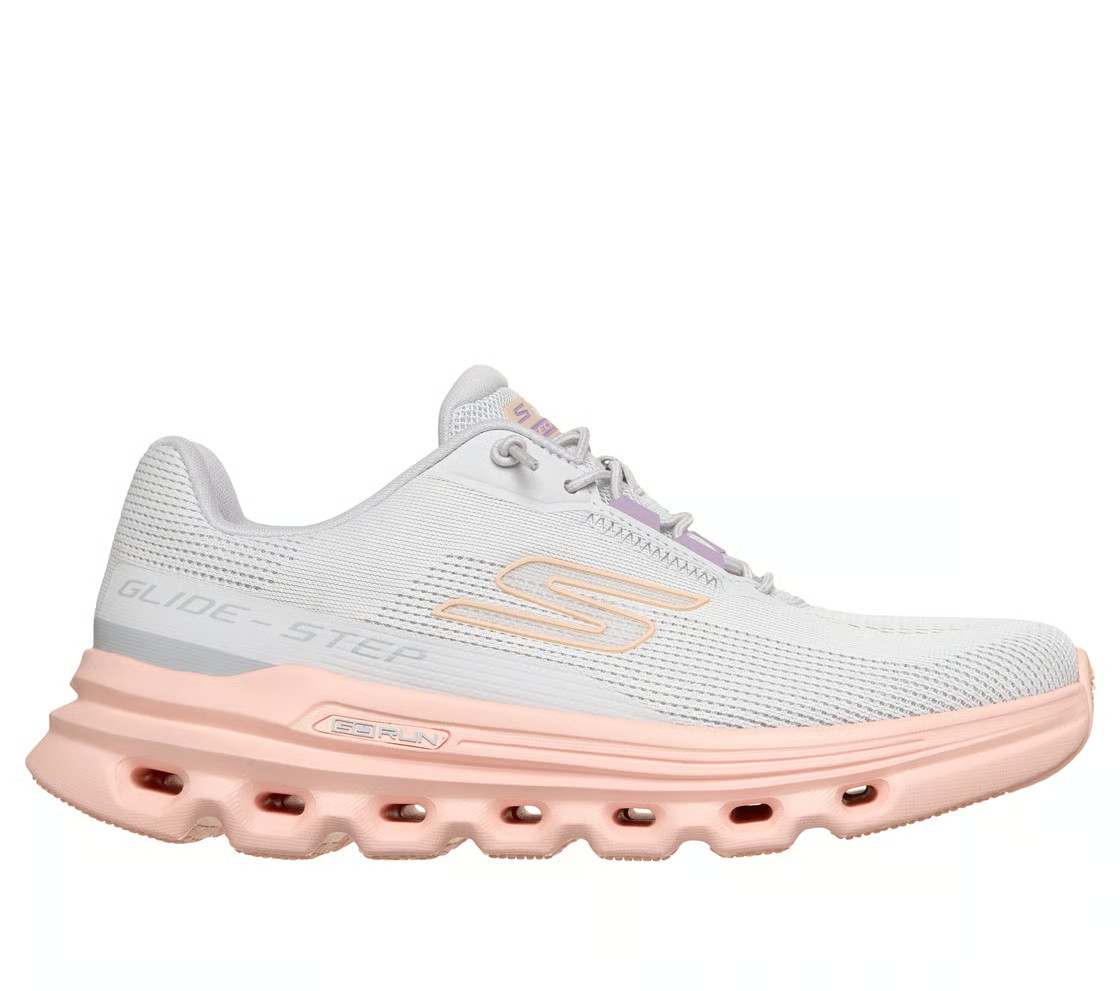 Skechers Shoes Women’s Glide Step Arch Fit Go Run Gray Pink Sport Comfort 129802