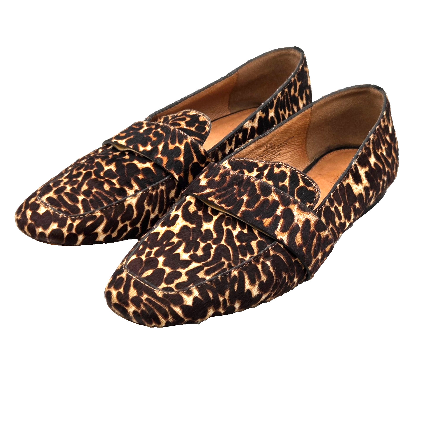 Halogen Lucy Genuine Calf Hair Flats Loafers Chocolate Leopard Print Size 8.5
