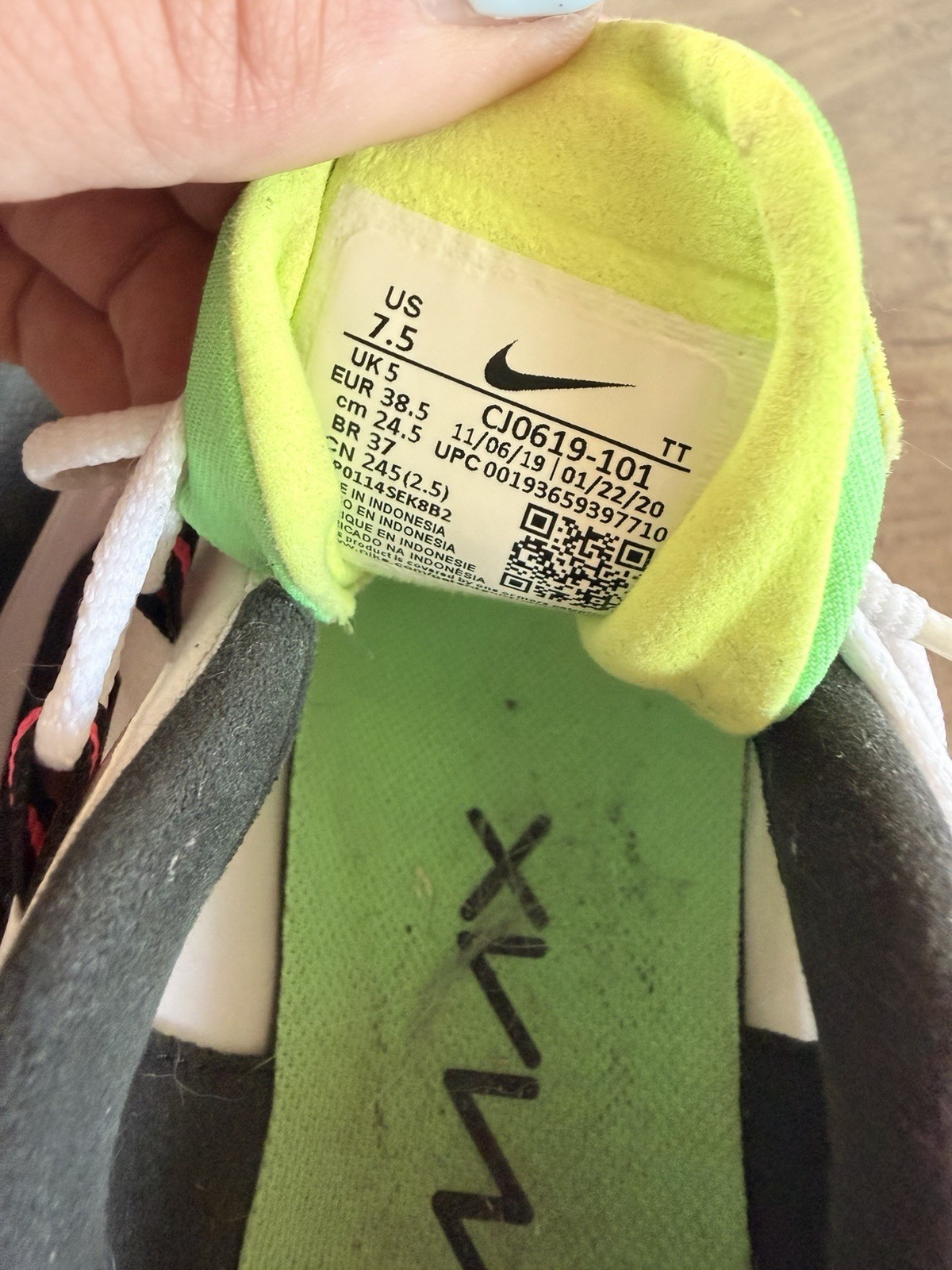 Nike Air Max 270 React Unisex Women Sneakers US 7.5 White/Pink/Black/Green