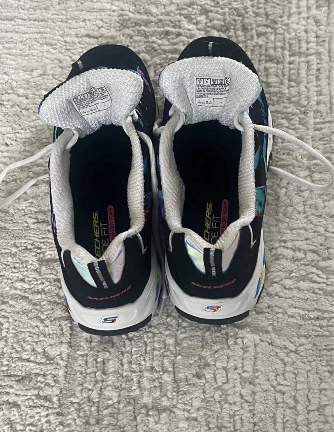 Skechers D’Lites Summer Fiesta Black Tie Dye Women’s Sneakers Chunky Shoes