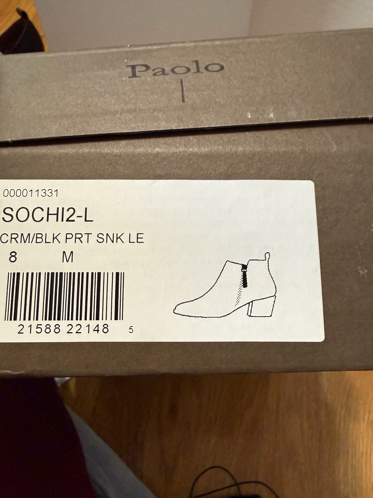 Paolo SOCHI2-L Snake Print Leather Ankle Bootie Zip Pointed Toe Women US 8 M