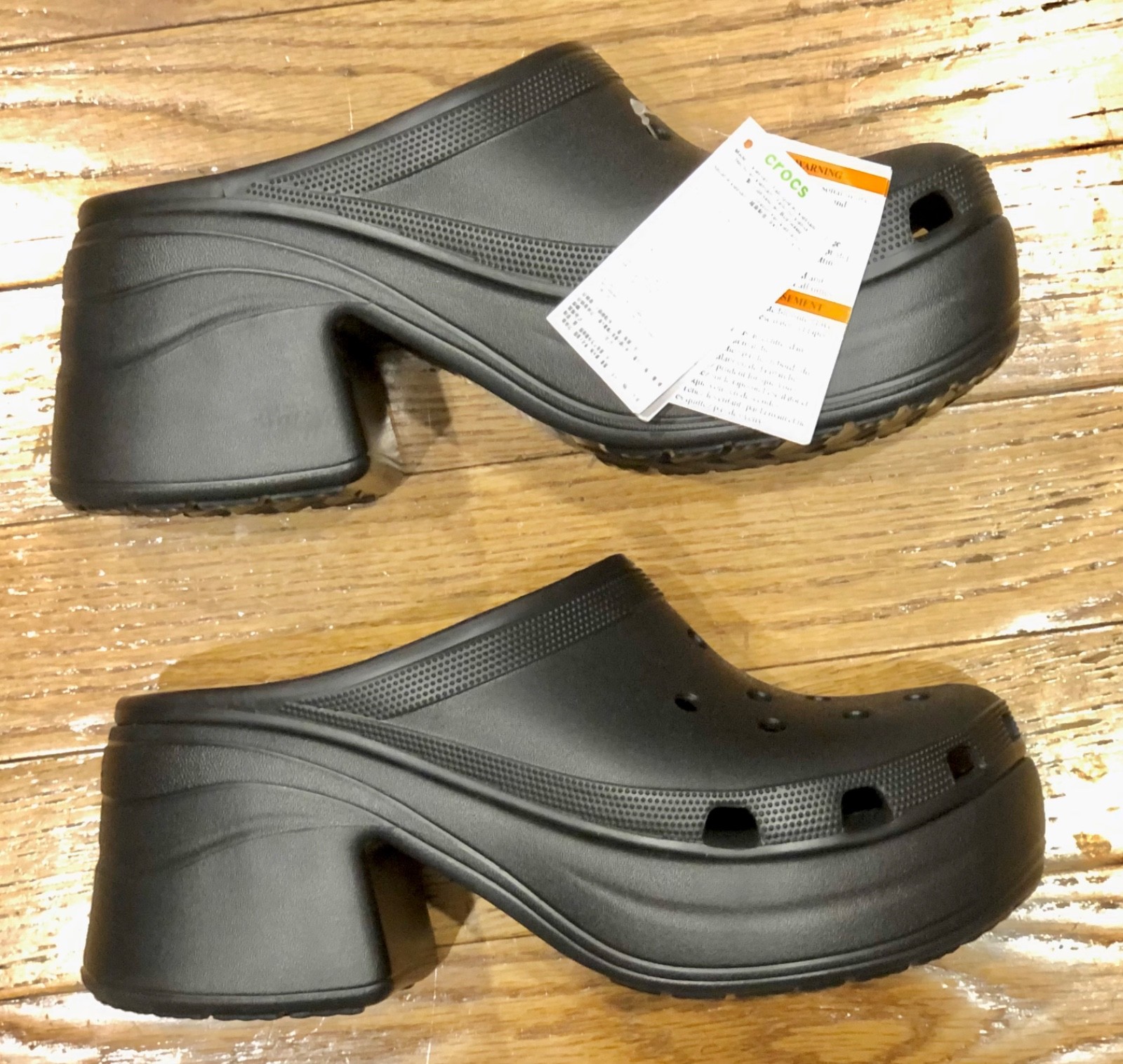 CROCS SIREN black clog high heel sandal size 13 men / 15 women – NEW – m156h13