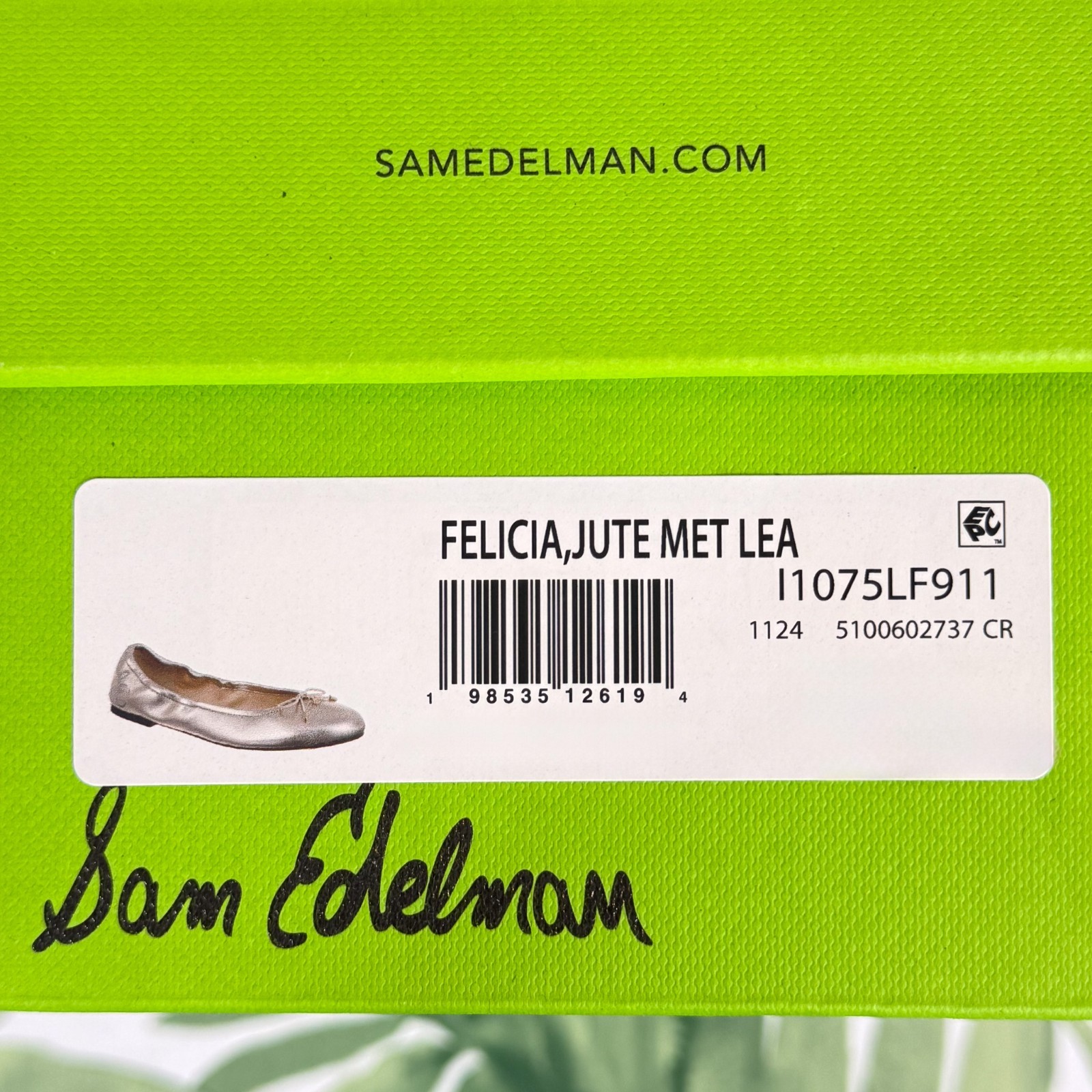 SAM EDELMAN NEW Felicia Jute Metallic Leather Ballet Flat