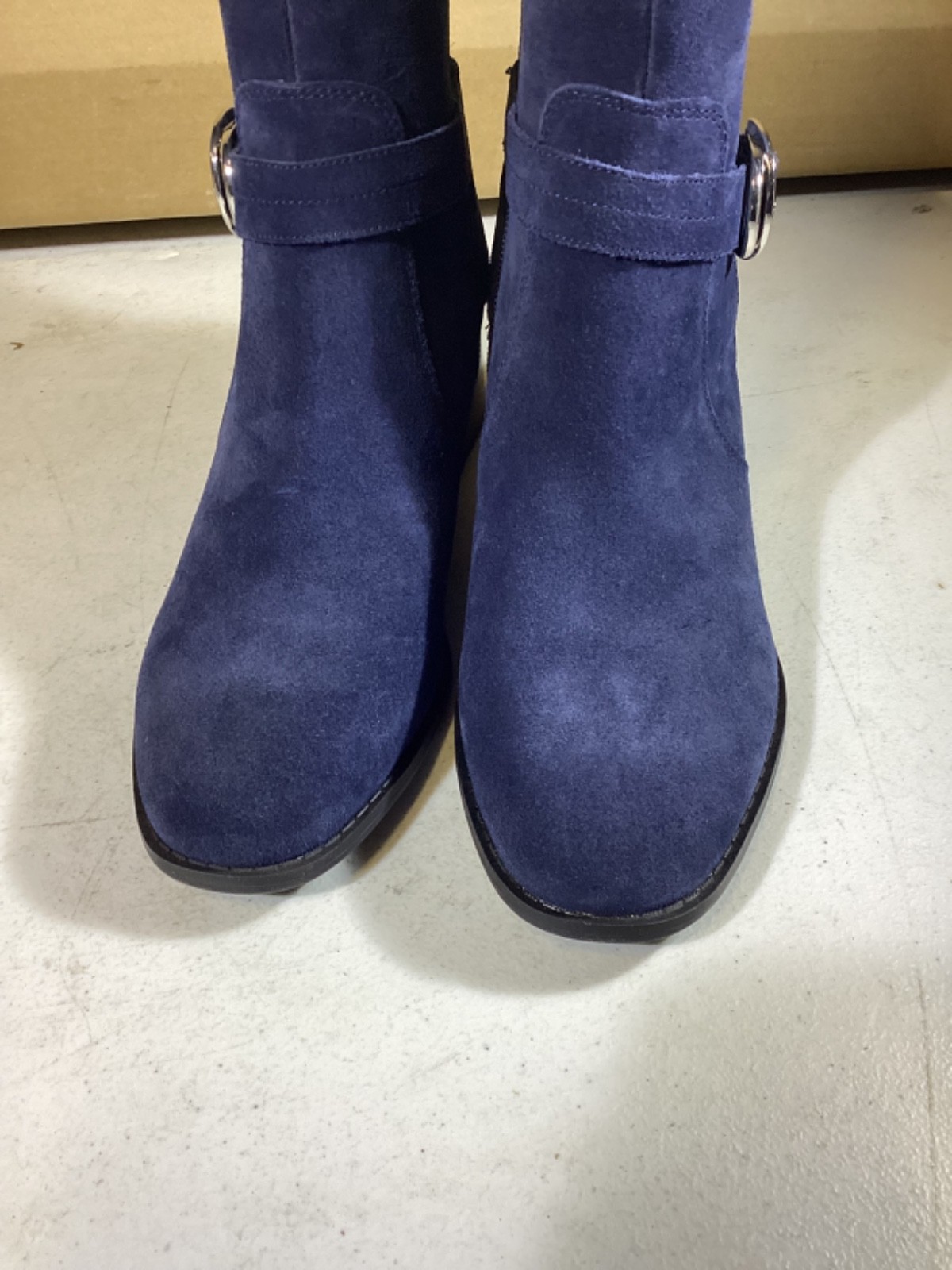 Marc Fisher Suede and Stretch Side Zip Knee-High Boots Navy Size 8.5M