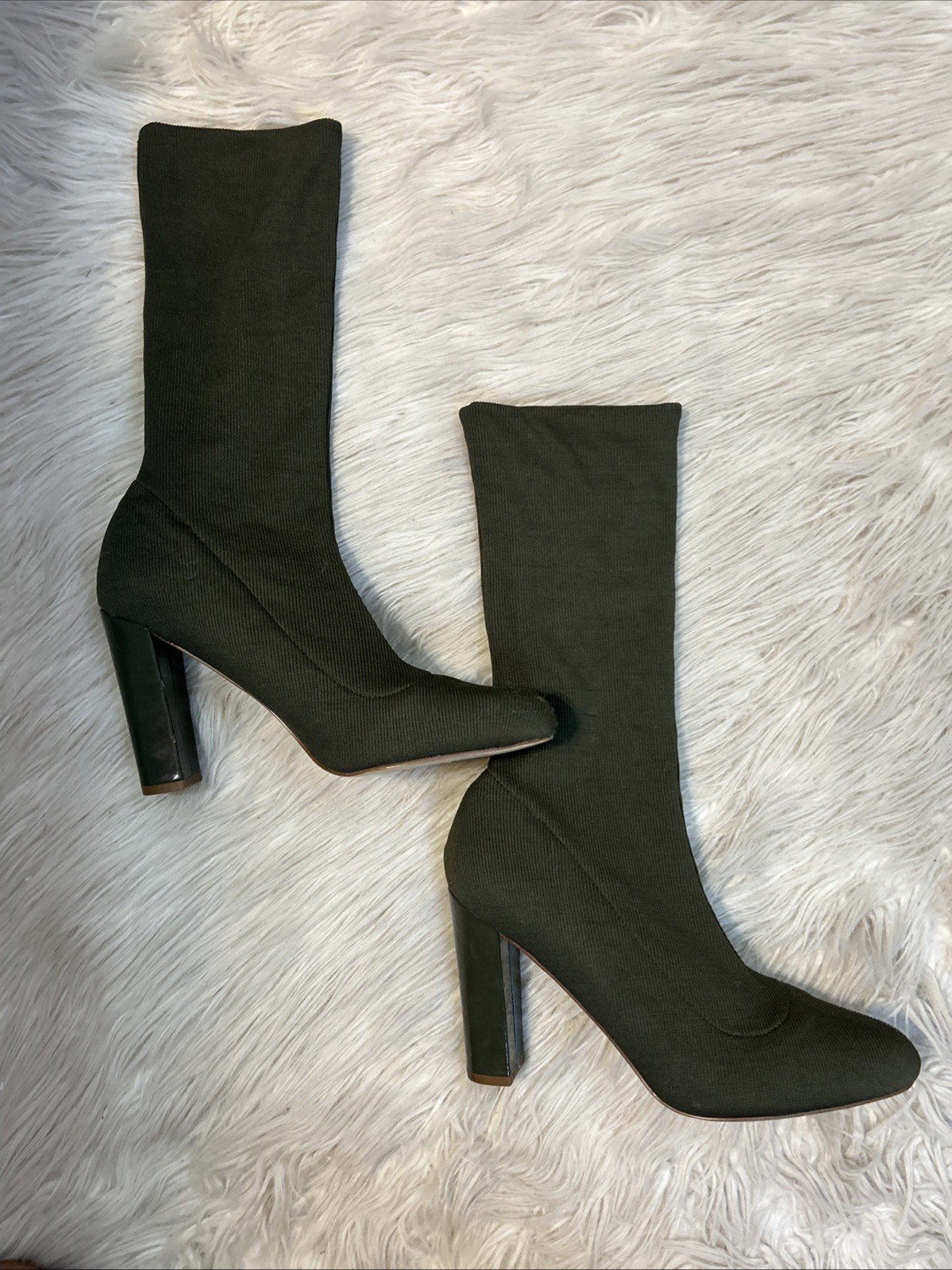 Madden Girl Andie Olive Green Mid Calf Stretchy Slouch Tall Boots Size 10