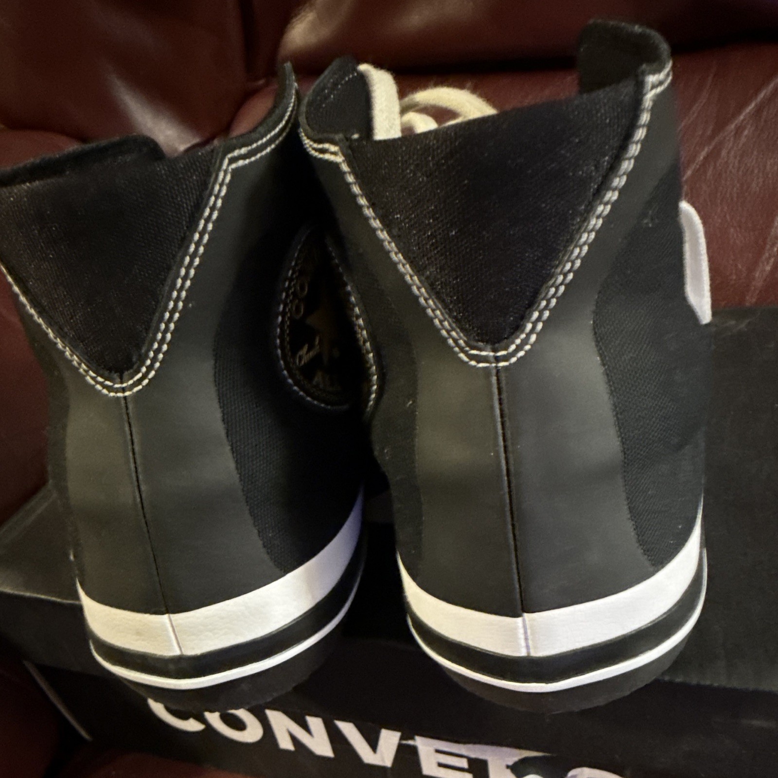Converse Men’s Black/White Mid Top Lace-Up Athletic Sneakers Rubber Sole