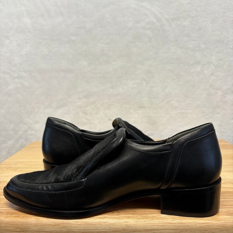 Derek Lam Loafers Crosby Black Calf Hair Leather Slip On Loafer Shoes Size 7M