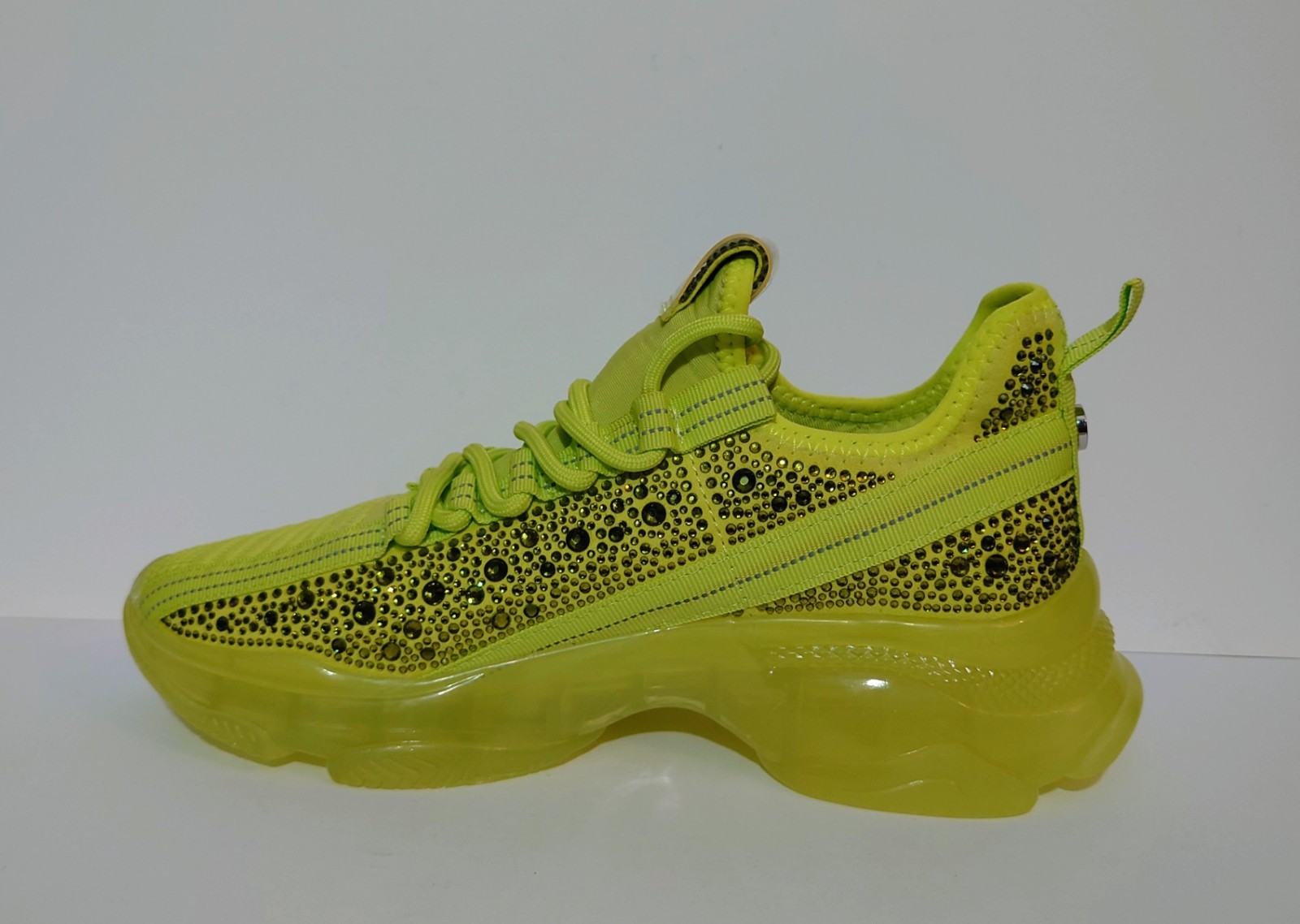 Steve Madden Maxima Knit Rhinestone Neon Yellow SM NY90 Size 8.5