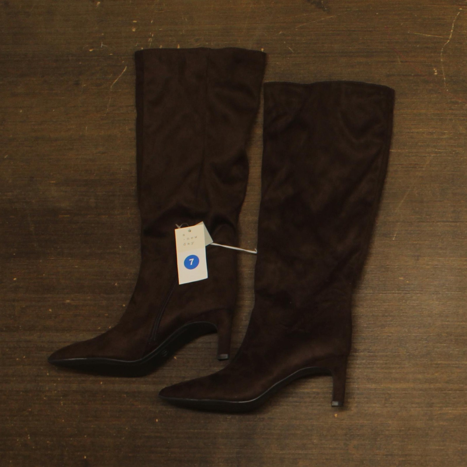 A New Day Justice Mid-Calf Cone Heel Boots with Memory Foam 94568889 Brown 7M