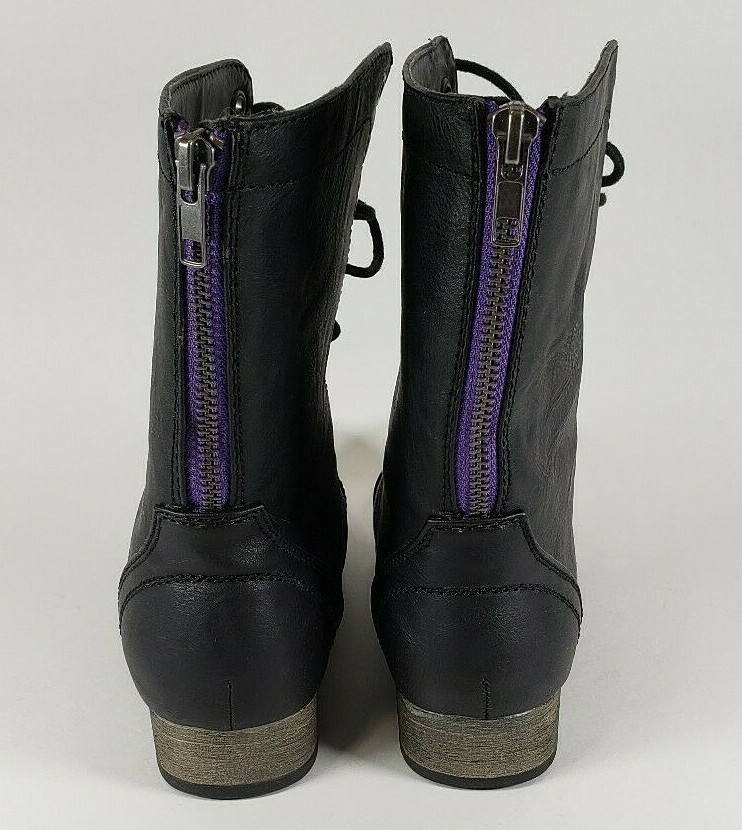 Charolette Russe Black Zip Back Lace Up Mid-Calf Boots Shoes Size 6 GUC