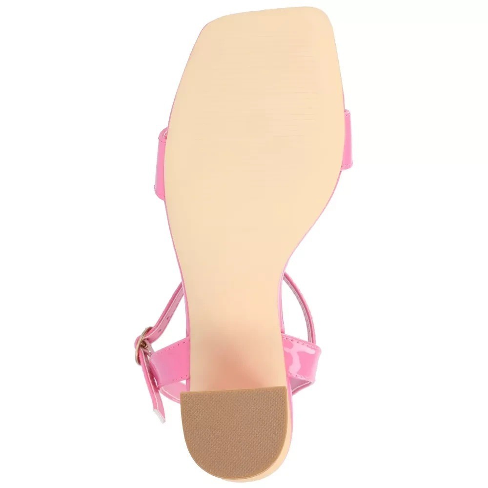 Journee Collection Tivona Block Heel Sandals Pink Patent New With Tags