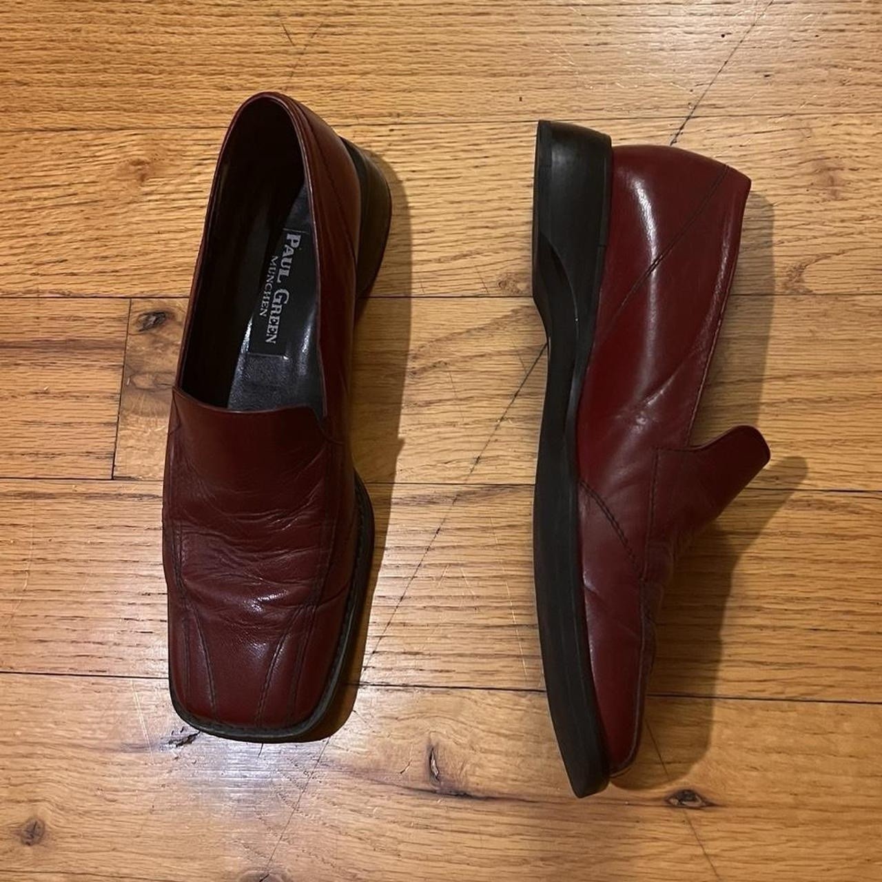 Vintage Burgundy Red Leather Loafers Slip On Shoes by Paul Green Size 7W Germany