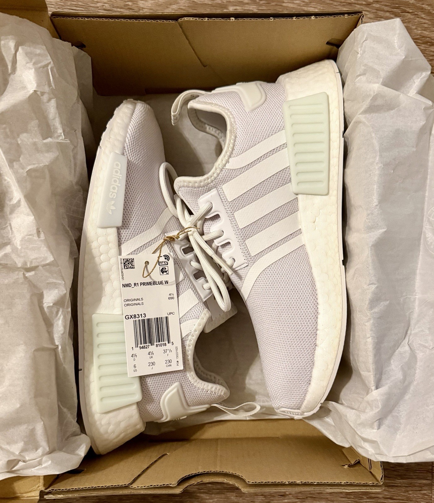 adidas Originals NMD_R1 Primeblue Cloud White Wmns Knit Sneakers US M6 GX8313