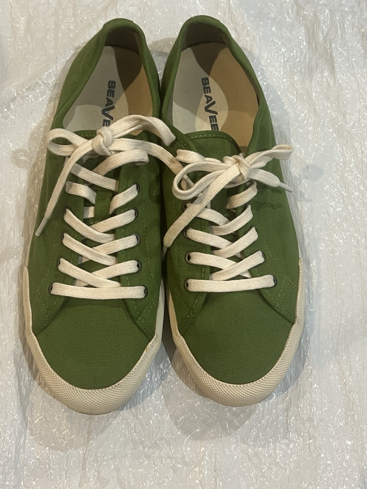 SeaVees Monterey Sneakers Womens Sz 10 Cotton Canvas Green Lace Up Shoes