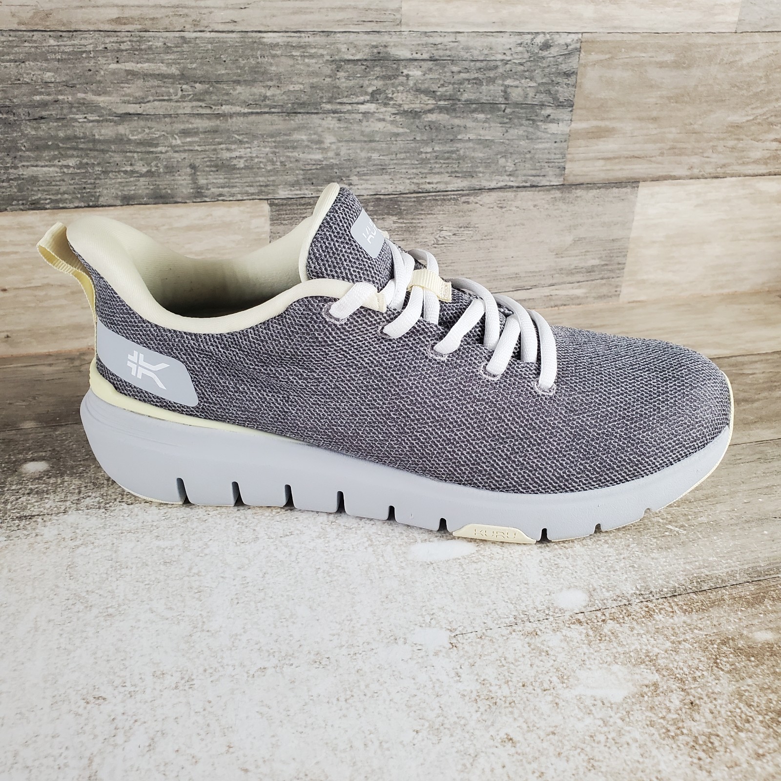 KURU Flex Via Womens Shoes Sz 9 M Running Dove Gray Pale Lime Lace Up Sneakers