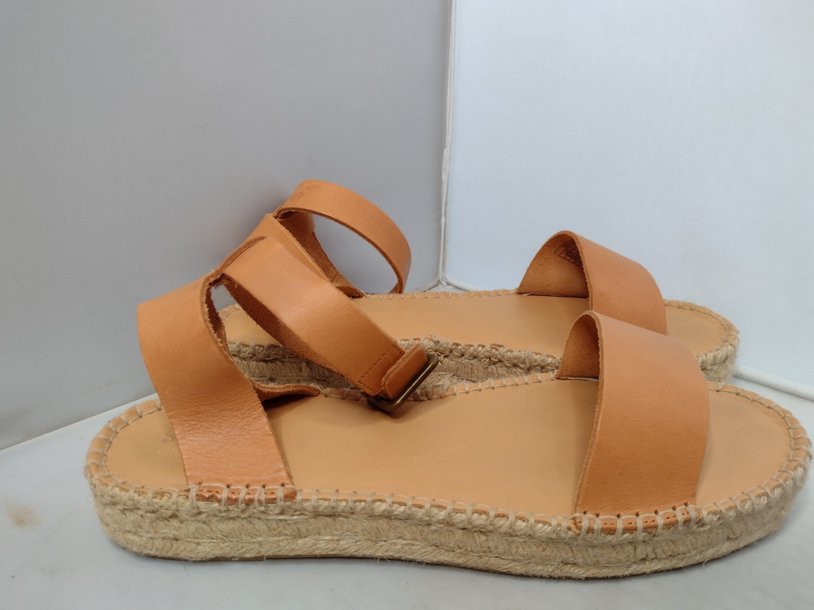 Soludos Cadiz Leather Platform Sandal Ankle Strap 9.5 Tan Brown A4