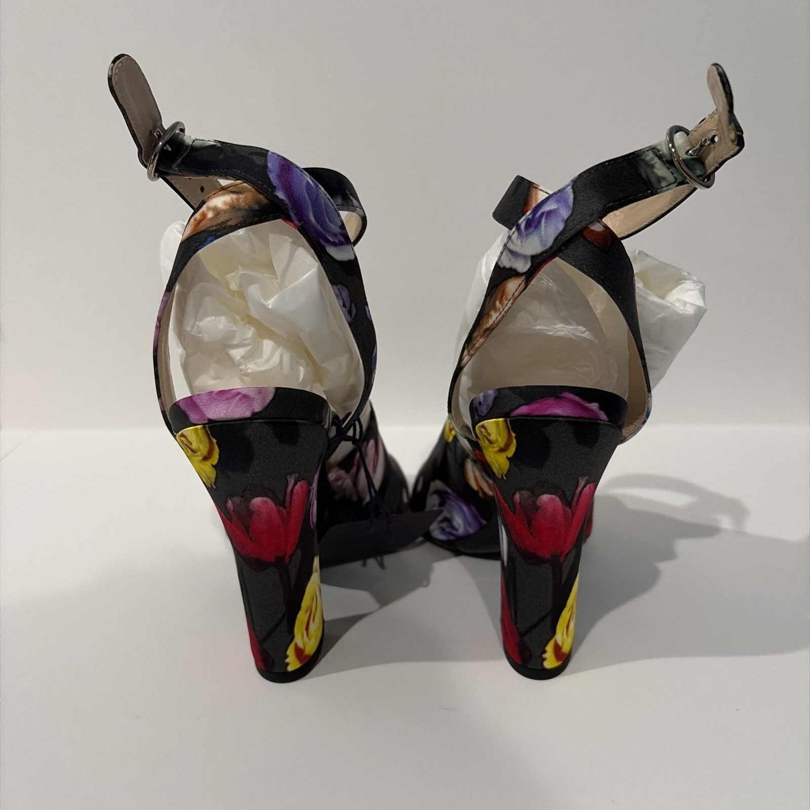 Prada Duchesse Little Flowers Ankle Wrap Sandals US Size 7.5 EU 37.5