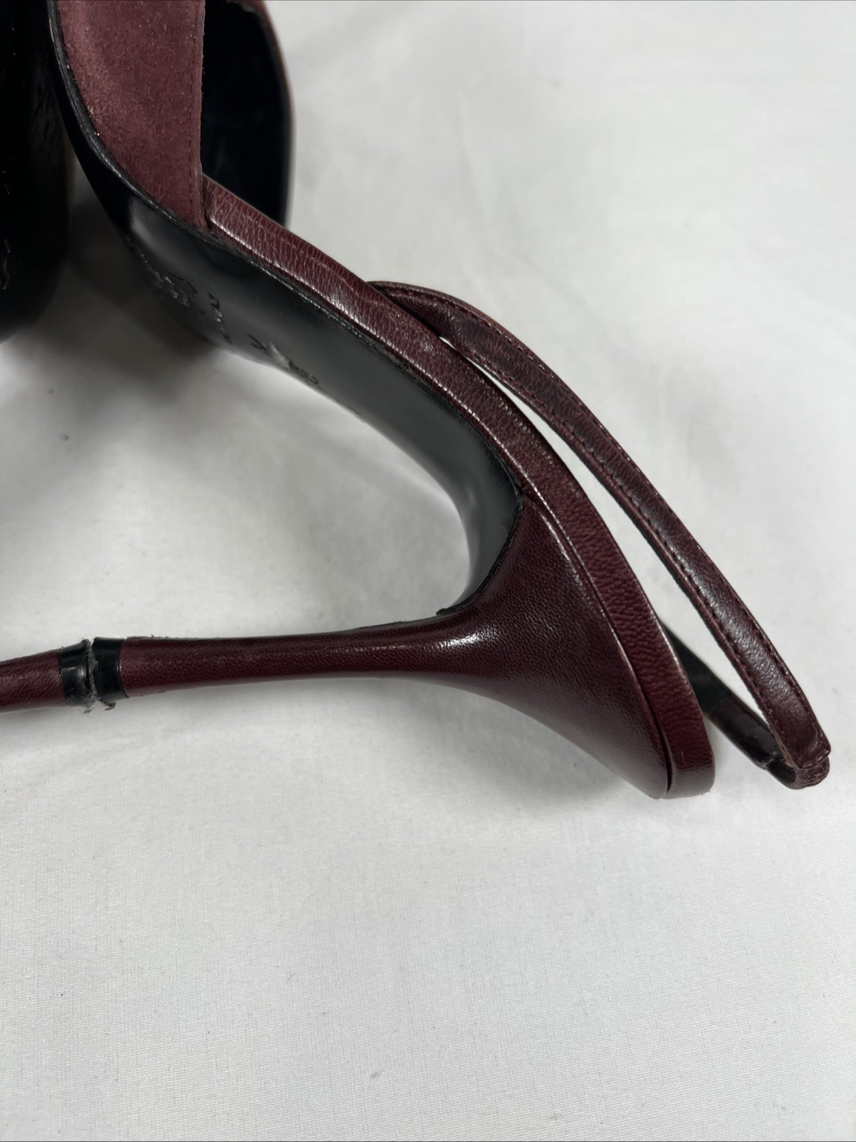 Richard Tyler Burgundy Suede Slingback Heels Pointed Toe Leather Pumps Luxury 8M