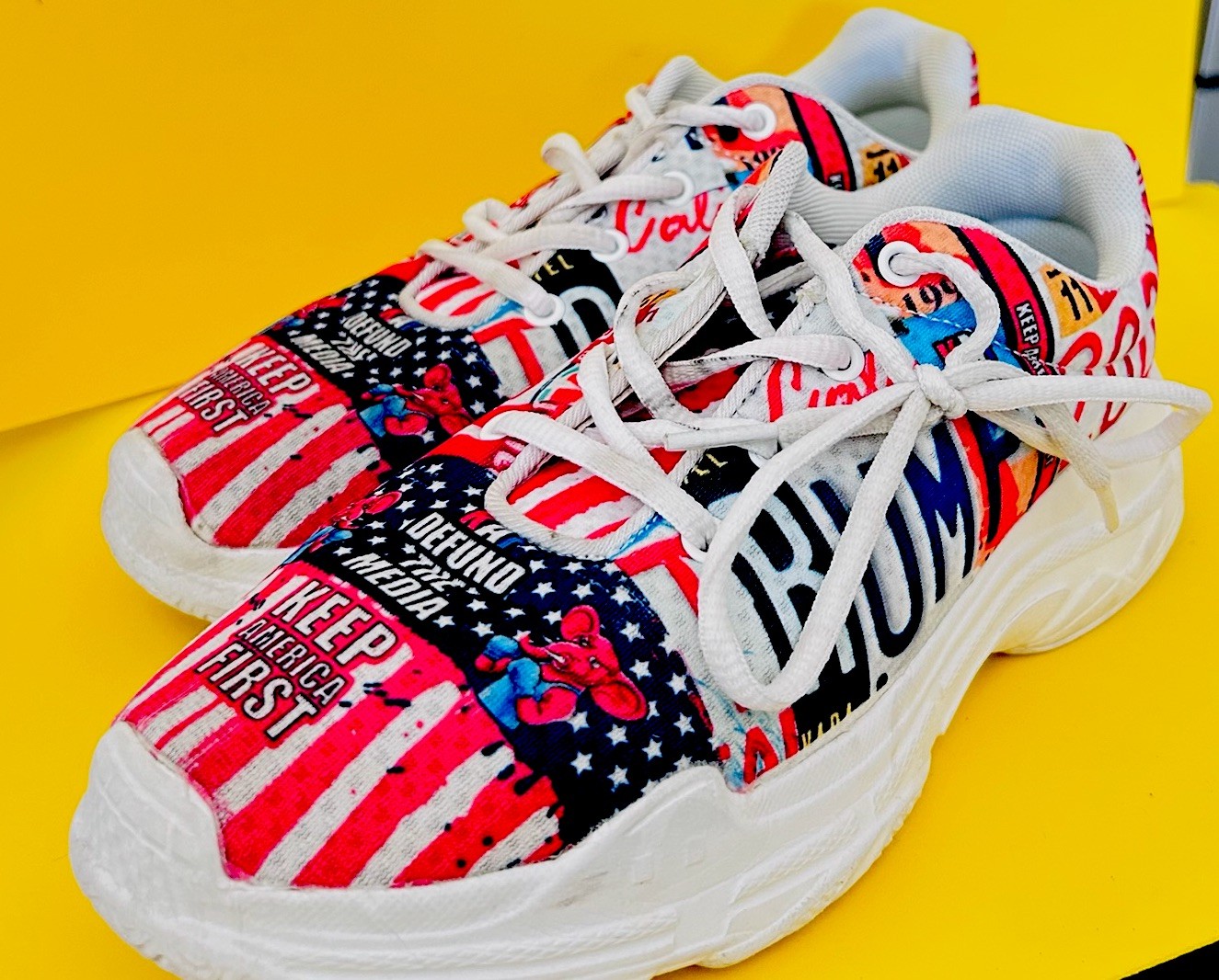 Trump 2024 Novelty Sneakers Women’s US 8 Men’s 6 EU 39 Patriotic Flag Shoes