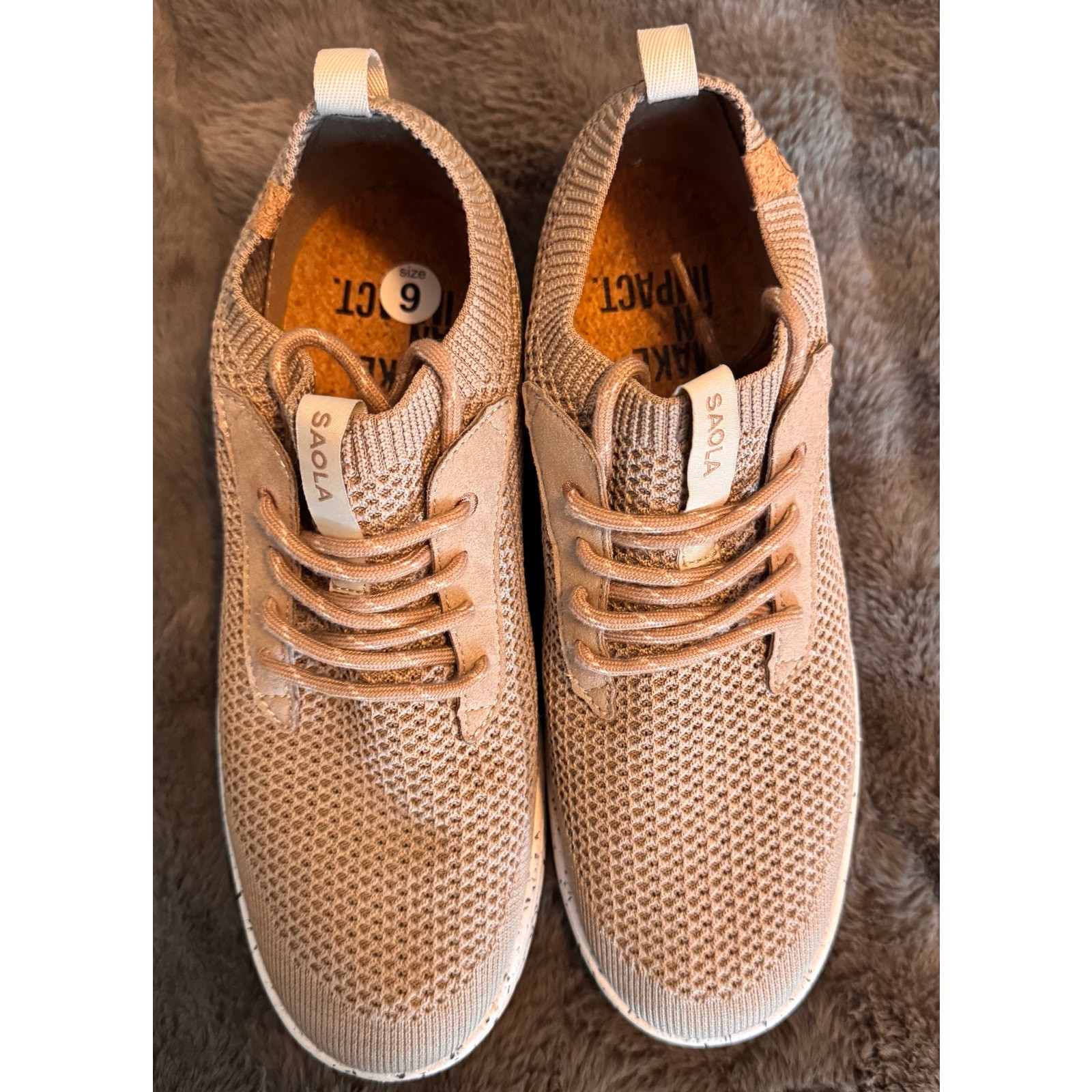 Saola Women’s Mindo Tan Tennis Shoes Women’s Size 9 Recycled Materials Lace Up